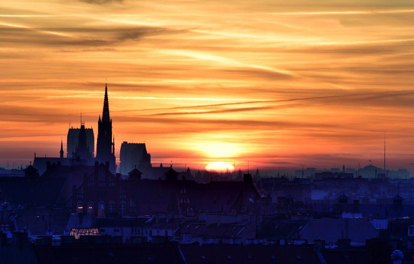 1332x850 Wallpaper sunset, the city, Wroclaw image for desktop, section город