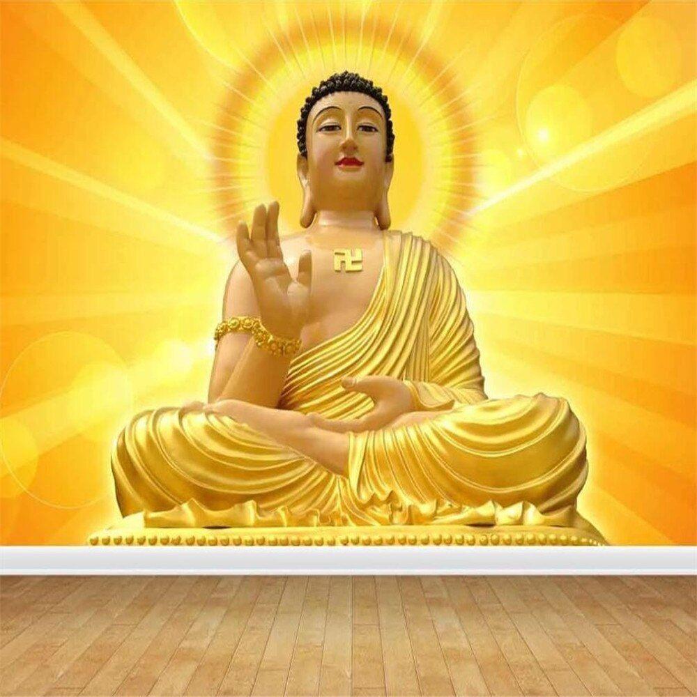 1000x1000 Milofi Custom 3D Wallpaper Mural Golden Buddha Buddha Shakyamuni Buddha Glare Background Wall Decoration Painting Wallpaper. Wallpaper