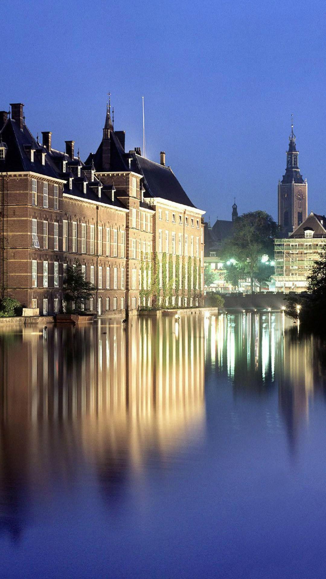 1080x1920 The Grand Building Night Riverbank #iPhone #plus #wallpaper. Netherlands tourism, Netherlands travel, Netherlands