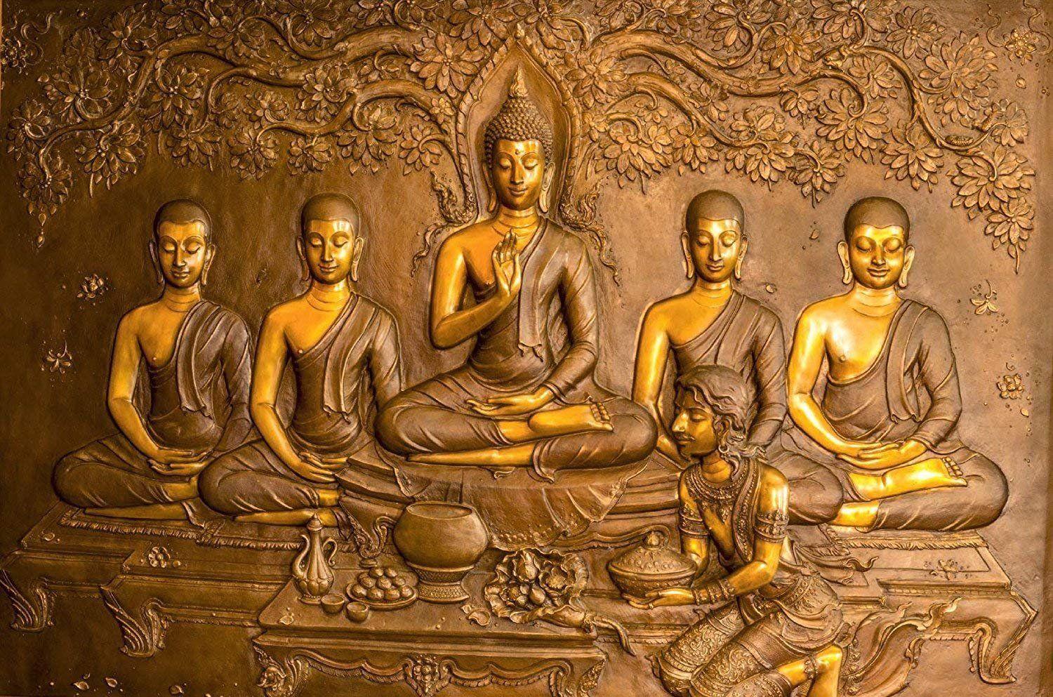 1500x993 Kayra Decor Gautam Buddha with Disciples 3D Wallpaper Print Decal Deco Indoor Wall Mural: Amazon.in: Home & Kitchen