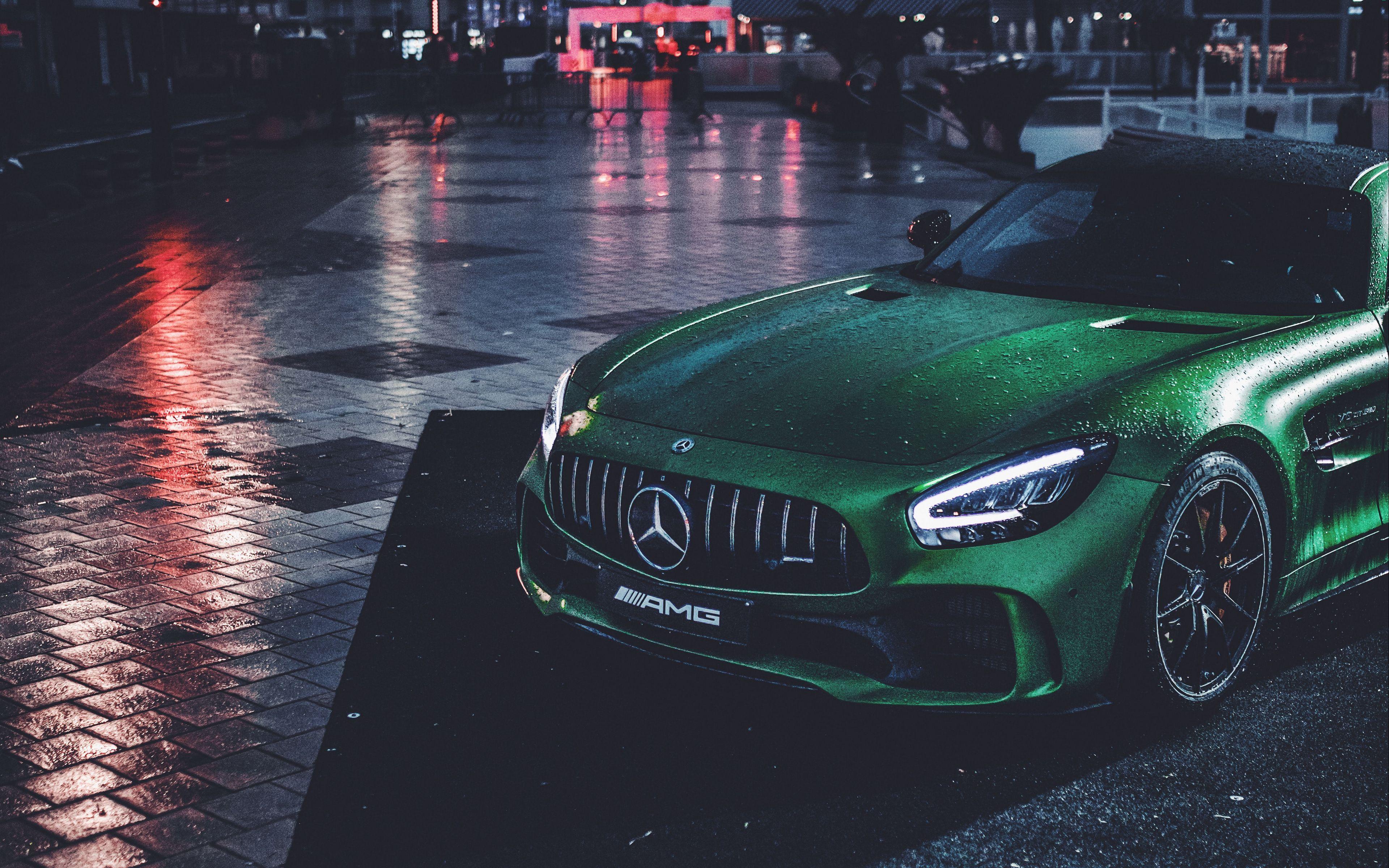 3840x2400 Download wallpaper 3840x2400 mercedes, car, green, wet, sportscar, supercar 4k ultra HD 16:10 HD background