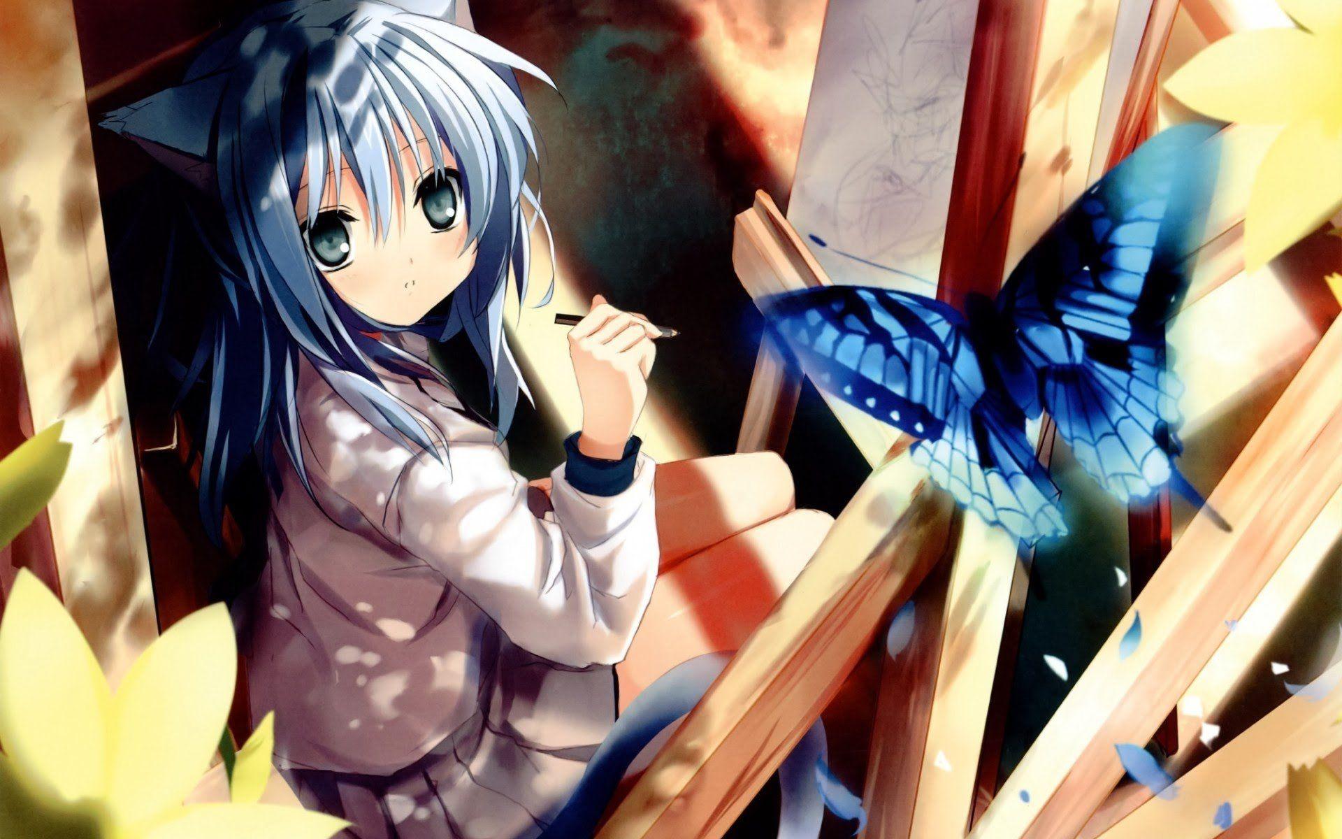 1920x1200 Free download neko anime cat girl butterfly HD wallpaper 19201200 b040 [1920x1200] for your Desktop, Mobile & Tablet. Explore Anime Cat Girl Wallpaper. Anime Girl HD Wallpaper 1080p, Cute