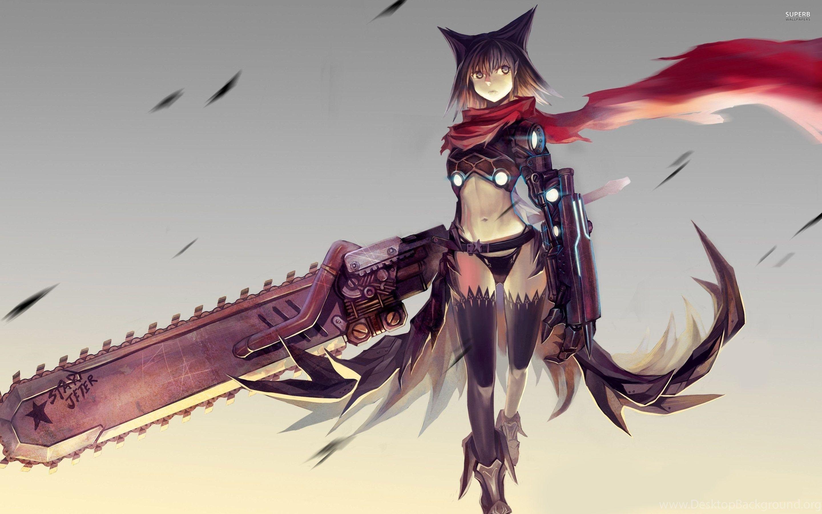 2880x1800 Catgirl With A Chainsaw Wallpaper Anime Wallpaper Desktop Background