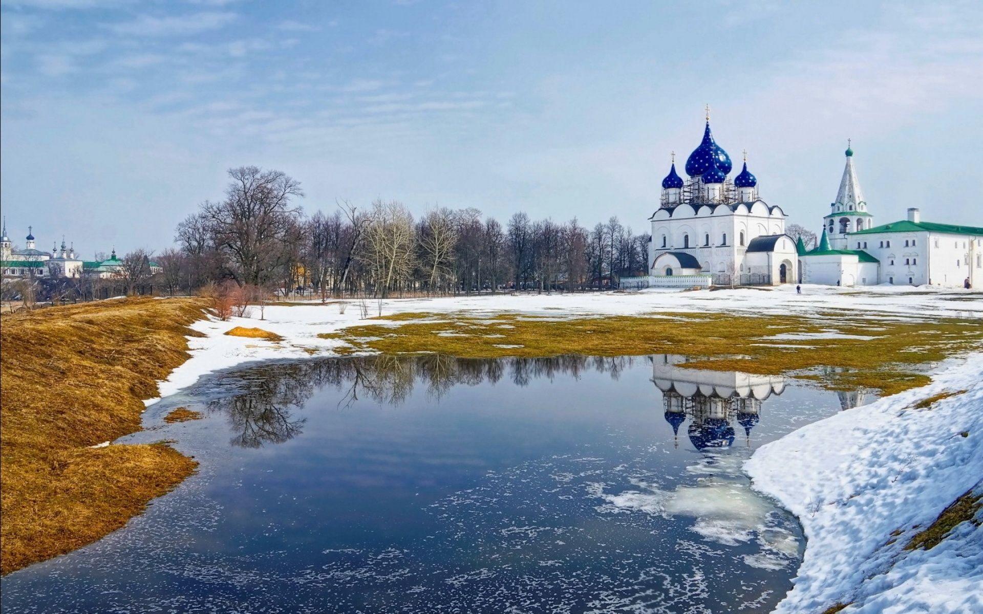 1920x1200 Wallpaper suzdal, river, temple, church, russia, winter desktop wallpaper World