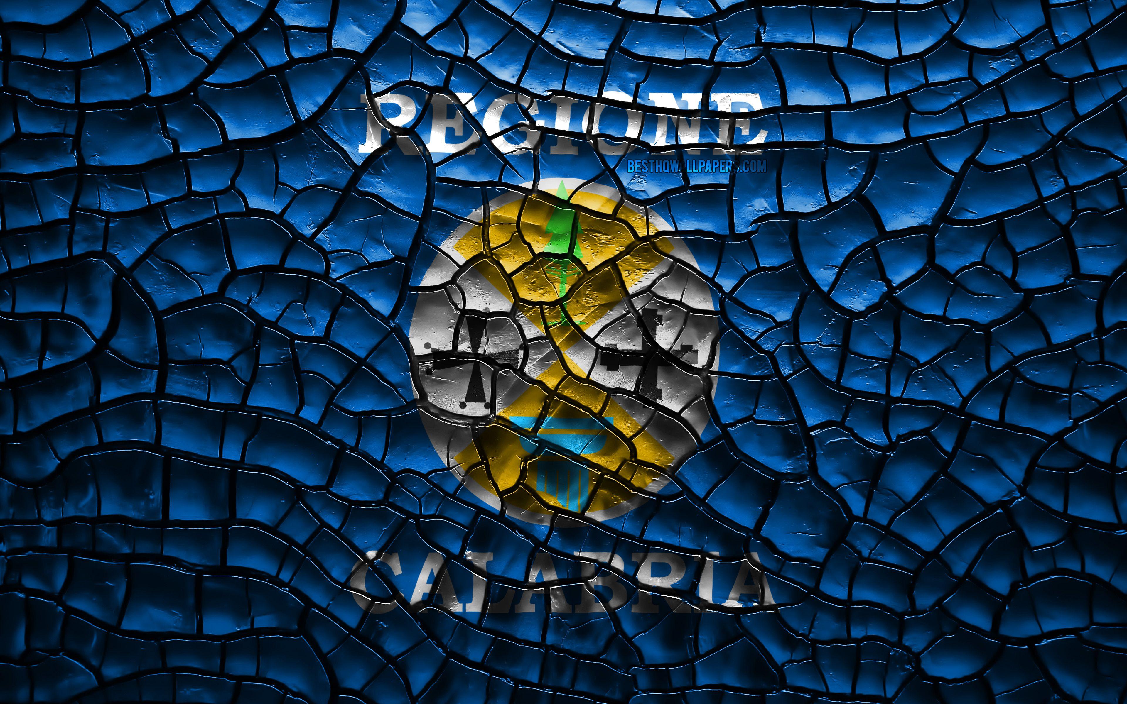 3840x2400 Download wallpaper Flag of Calabria, 4k, italian regions, cracked soil, Italy, Calabria flag, 3D art, Calabria, Regions of Italy, administrative districts, Calabria 3D flag for desktop with resolution 3840x2400. High Quality HD