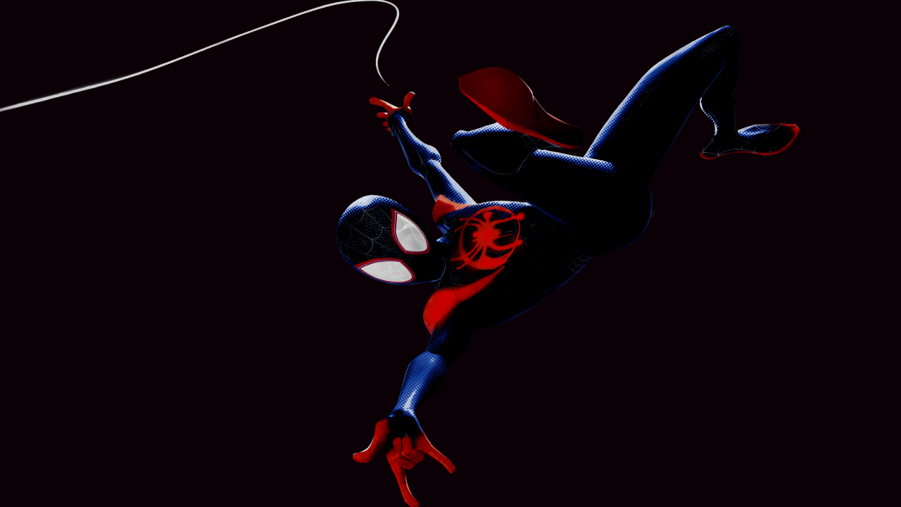 1280x720 Miles Morales 4K Wallpaper, Spider Man: Into The Spider Verse, Black Background, 5K, Black Dark