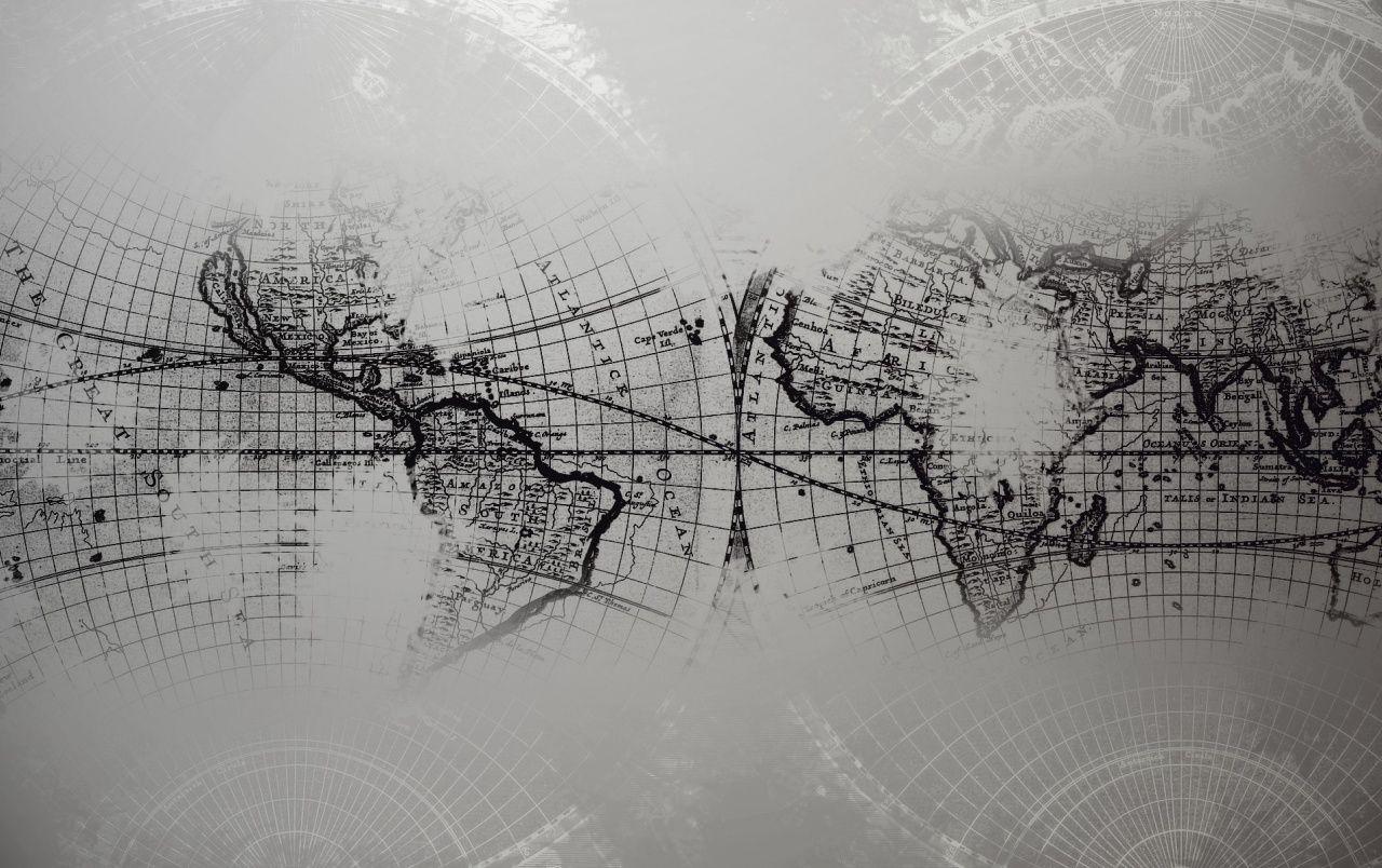 1280x804 World Map Grayscale wallpaper. World Map Grayscale