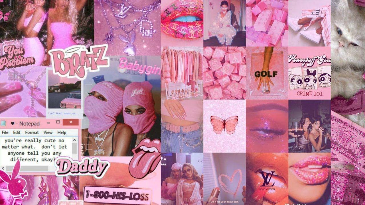 1280x720 Pink Wall Collage. Aesthetic Picture For Wall Collage Pink. Bedroom Wall Collage. Aesthetic Photo