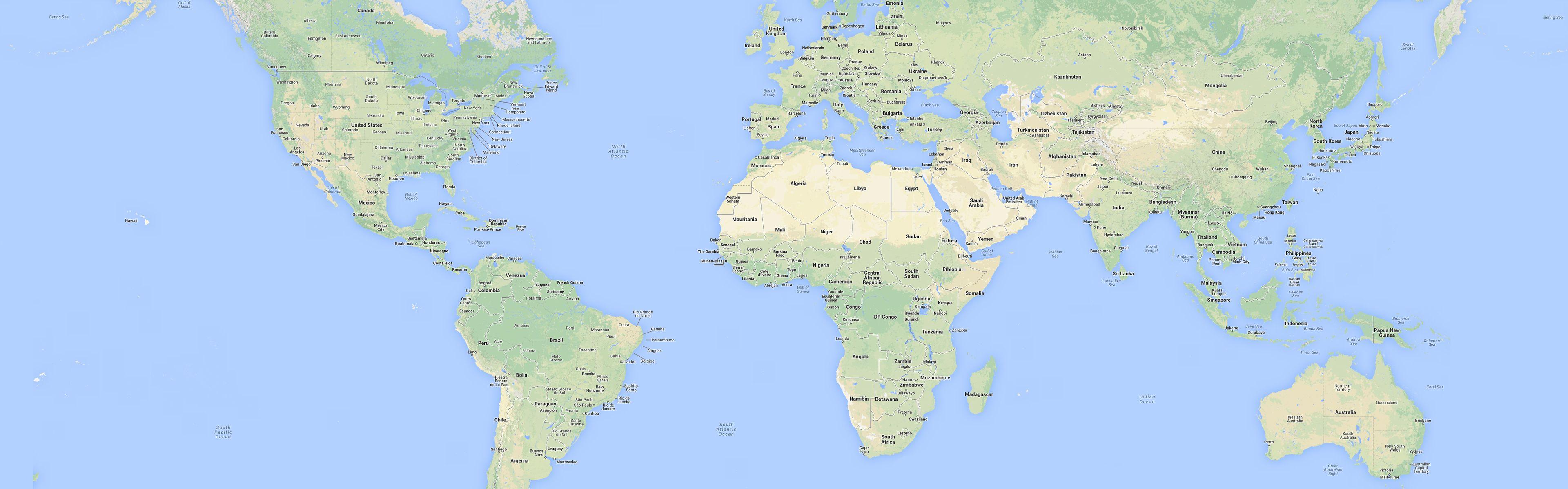 3840x1200 Dual Monitor Wallpaper World Map