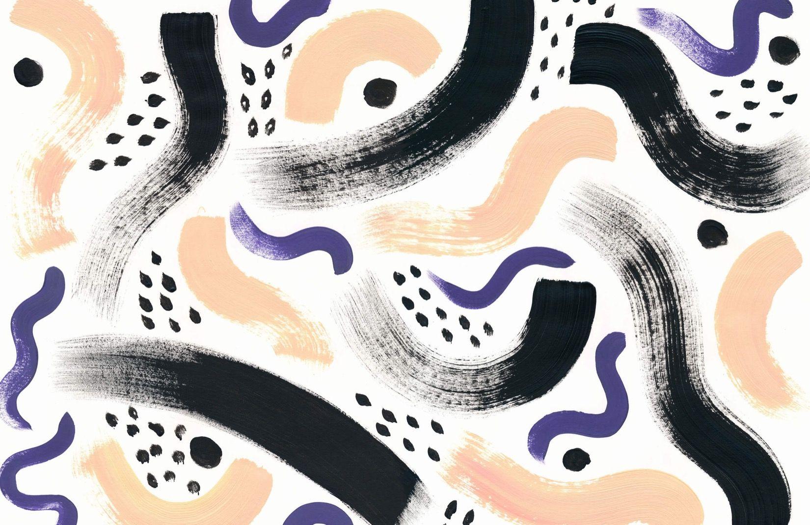 1650x1070 Black & Purple Paint Brush Strokes Abstract Wallpaper Mural