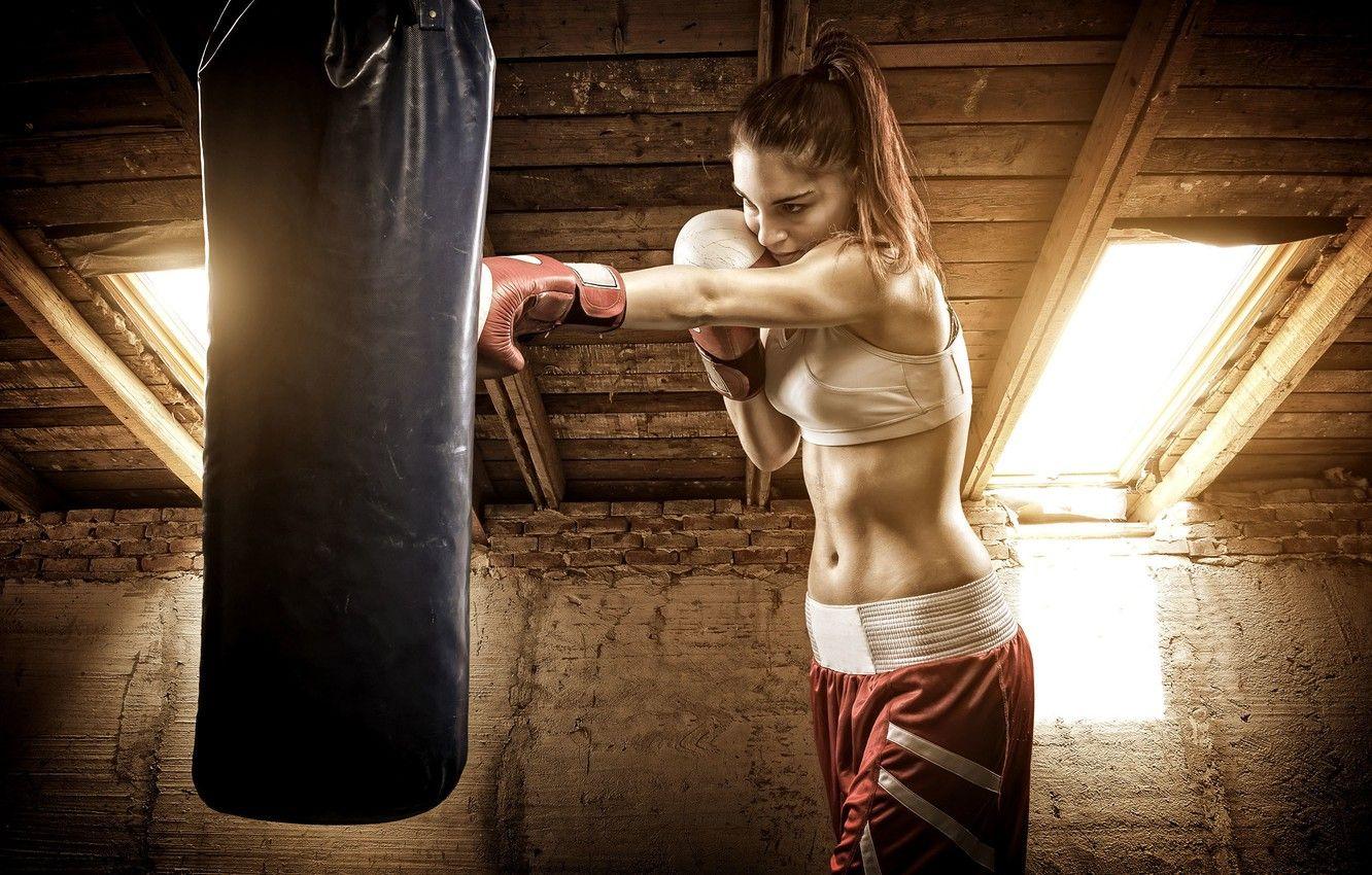 1332x850 Wallpaper woman, boxing, boxing bag to hit image for desktop, section спорт