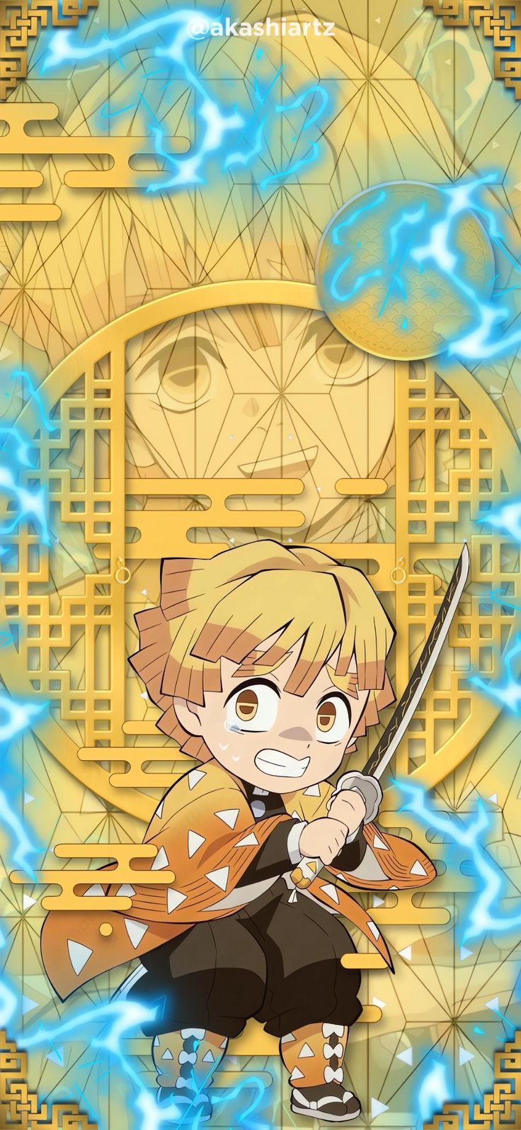 736x1595 Zenitsu Agatsuma Chibi Wallpaper
