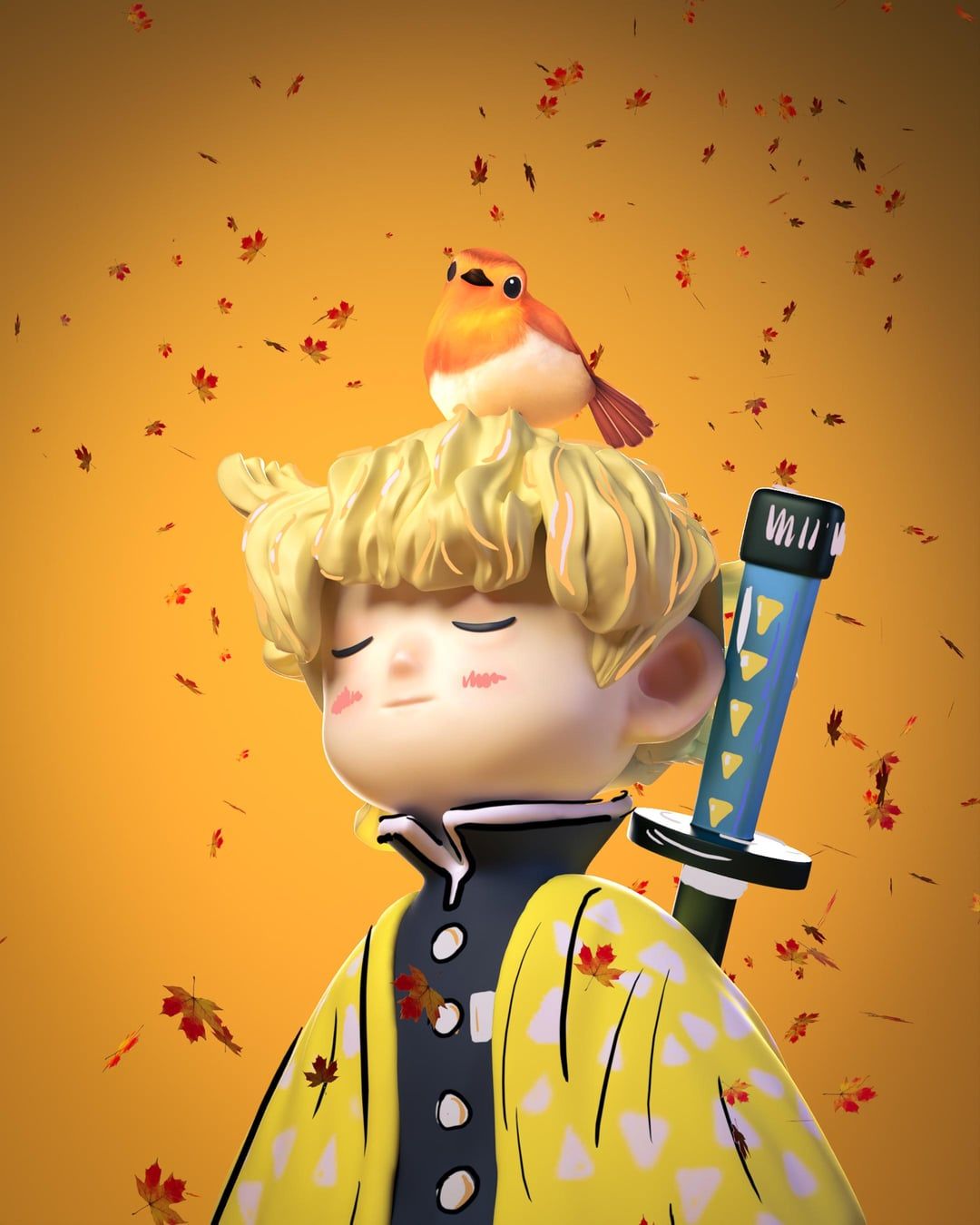 1080x1350 Chibi Zenitsu made in blender