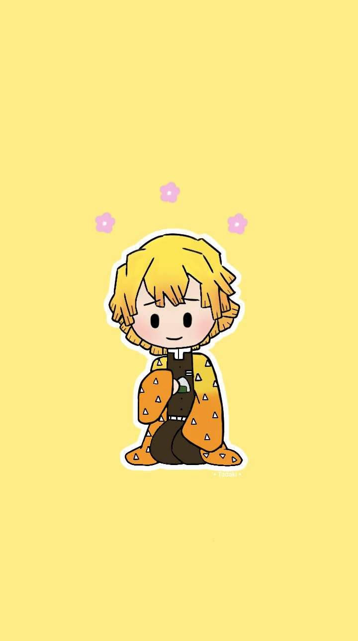 720x1286 Download Cute Zenitsu Chibi Blushing Wallpaper
