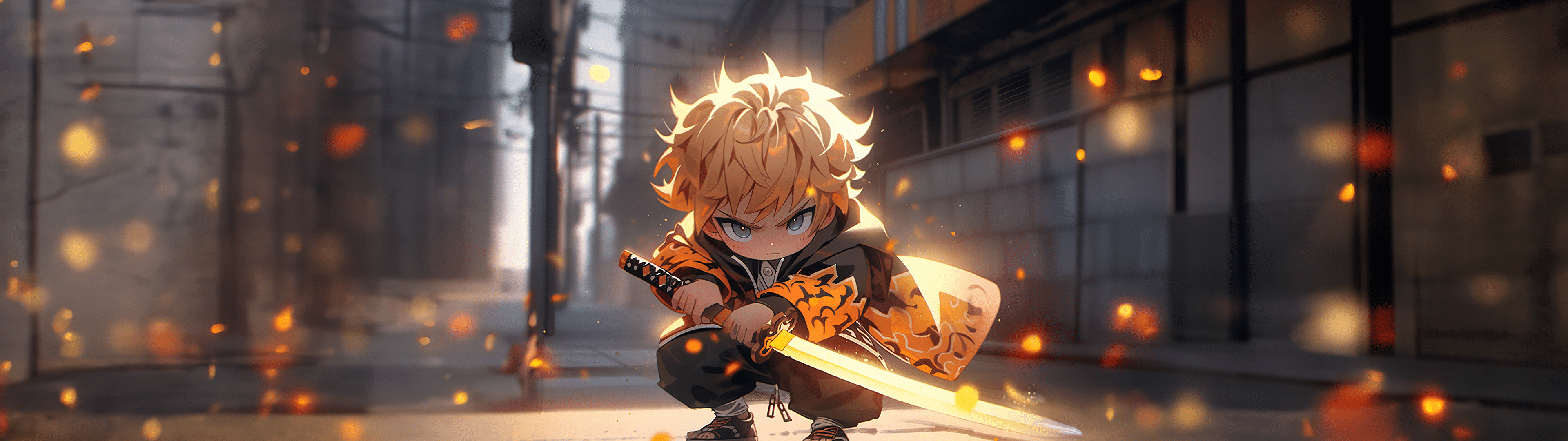 3840x1080 Zenitsu Agatsuma Wallpaper 4K, AI art