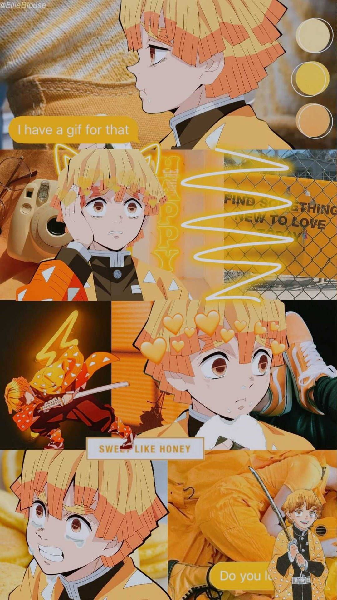 1080x1920 Cute Zenitsu Various Expressions Wallpaper