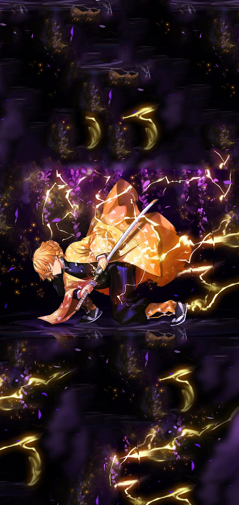 800x1689 Zenitsu Agatsuma Demon Slayer Art, HD phone wallpaper