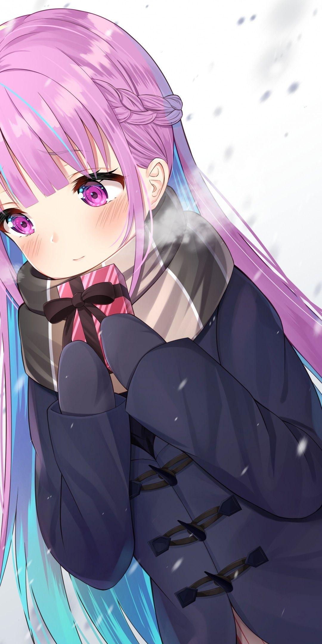 1080x2160 Download 1080x2160 Minato Aqua, Aqua Ch, Purple Hair, Cute, Valentine's Day Chocolate Gift Wallpaper for Huawei Mate 10