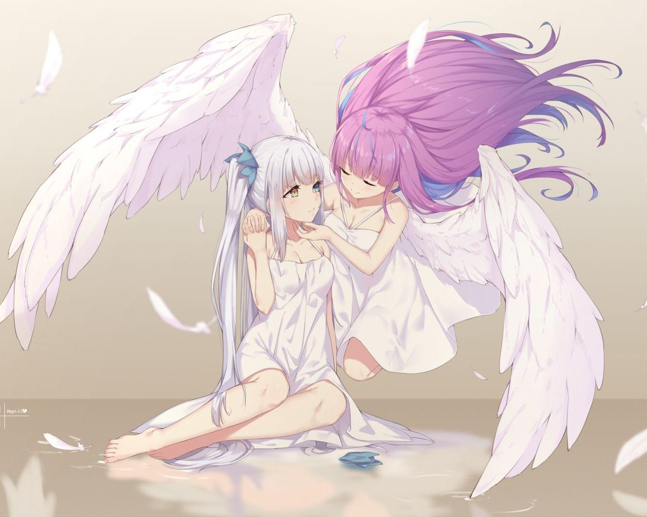 1280x1024 Download 1280x1024 wallpaper cute, angels, kagura mea, minato aqua, standard 5: fullscreen, 1280x1024 HD image, background, 18912