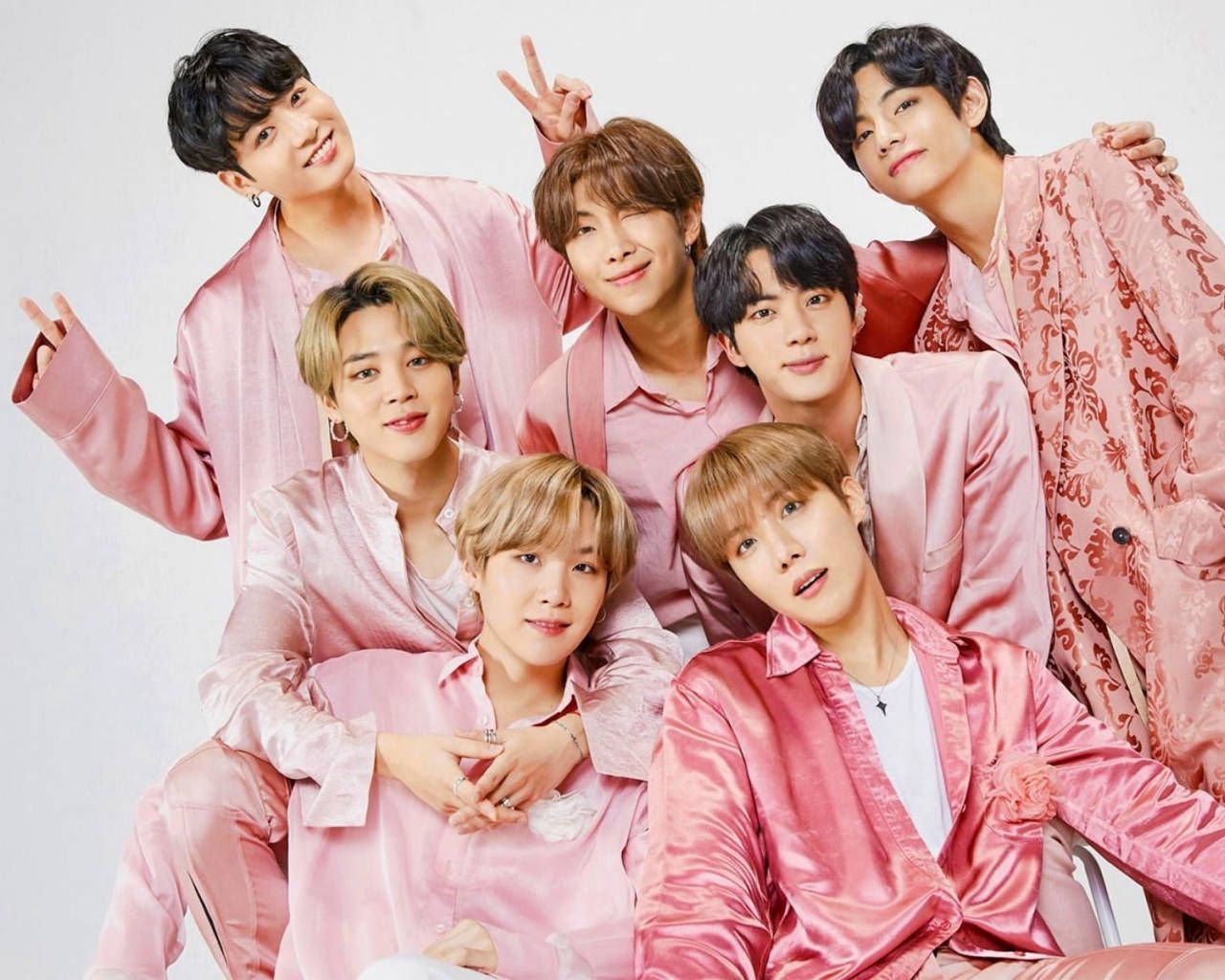 1280x1024 Download BTS Members In Pink Desktop Wallapaper Wallpaper