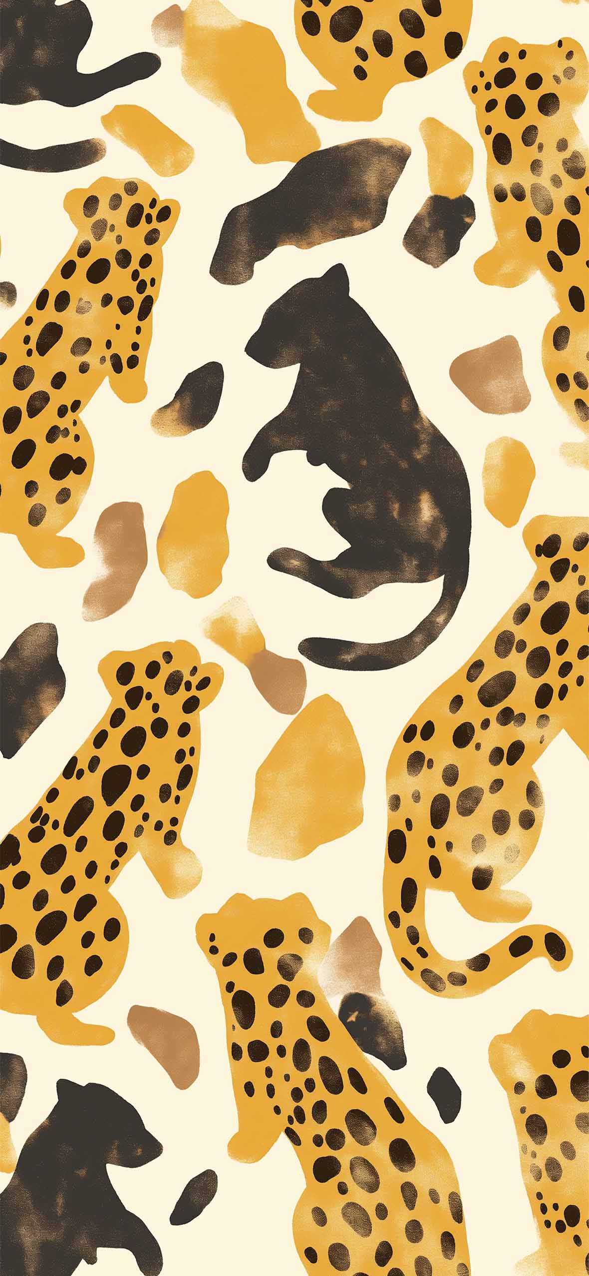1180x2554 Wild Leopard & Panther Pattern Aesthetic Wallpaper