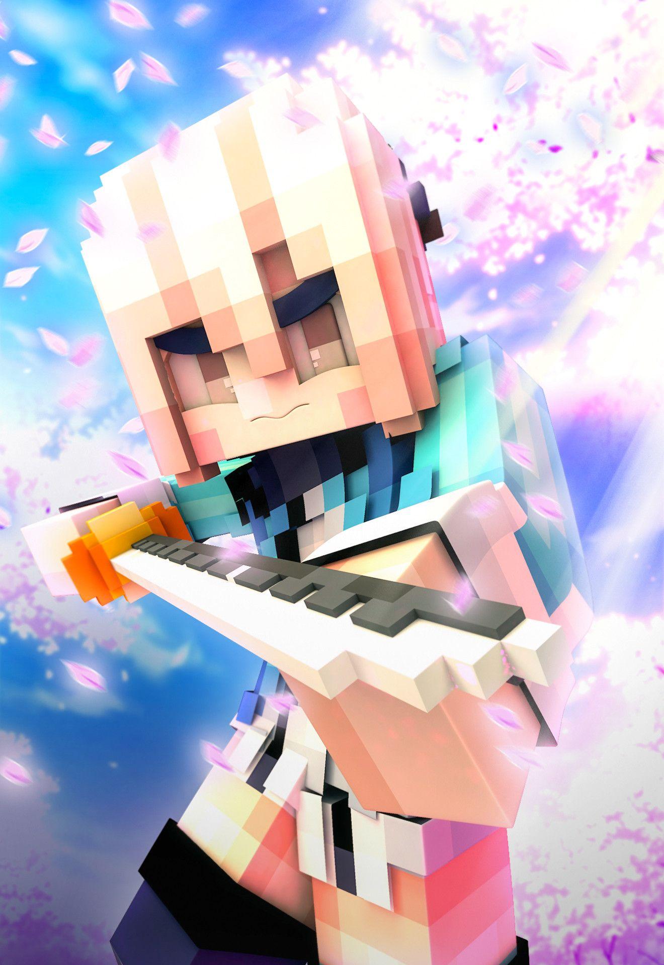 1320x1920 Supawit Oat - [Minecraft Wallpaper] Souji Okita (Sakura Saber)