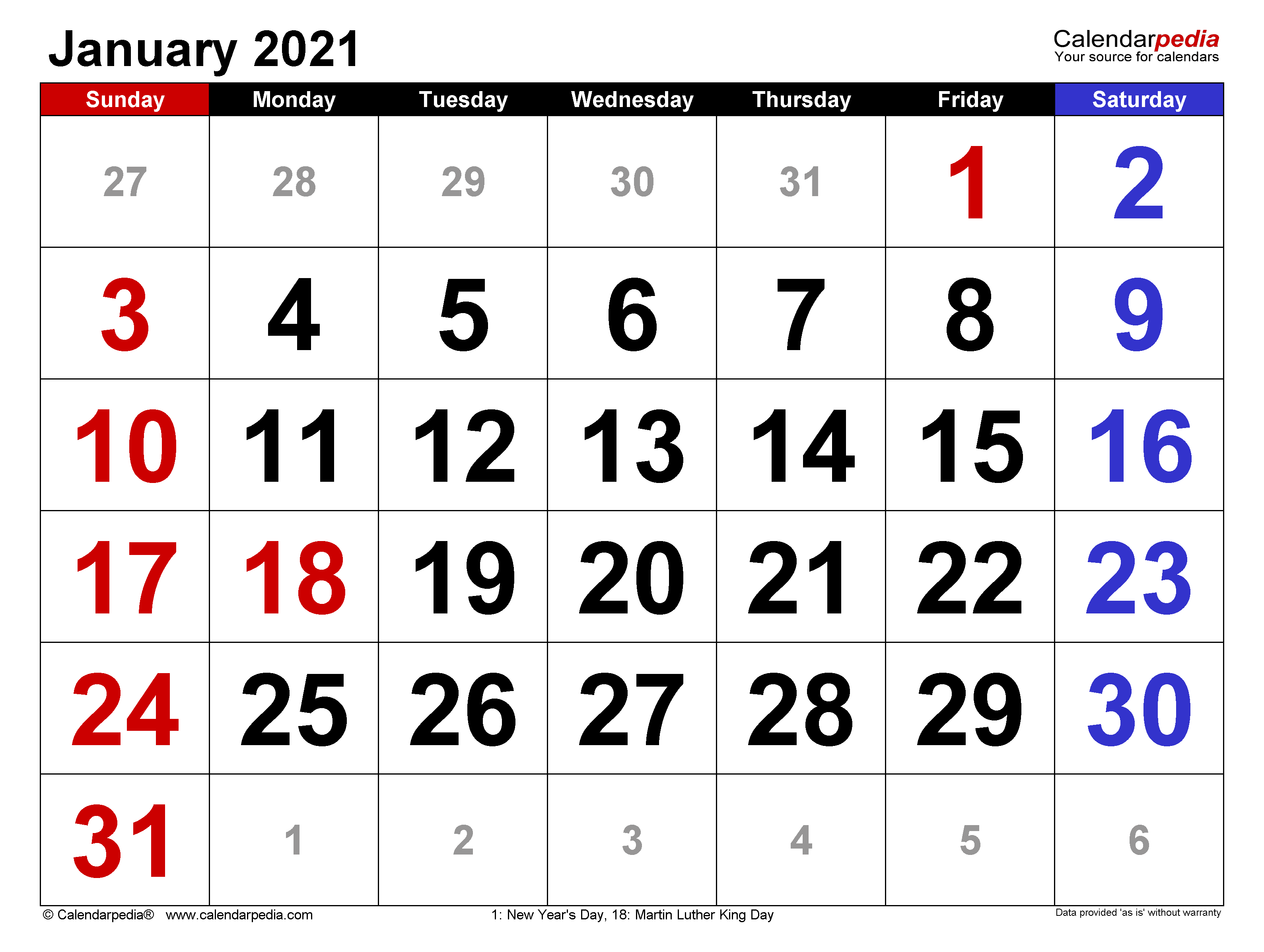 3178x2393 Tháng 1 năm 2021 Dương lịch.  Mẫu cho Word, Excel