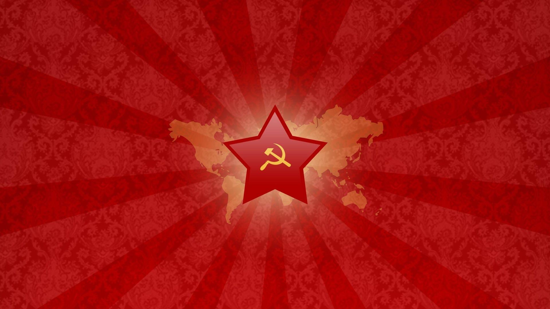 1920x1080 Wallpaper soviet union, star, red, map, sickle, hammer, ussr desktop
