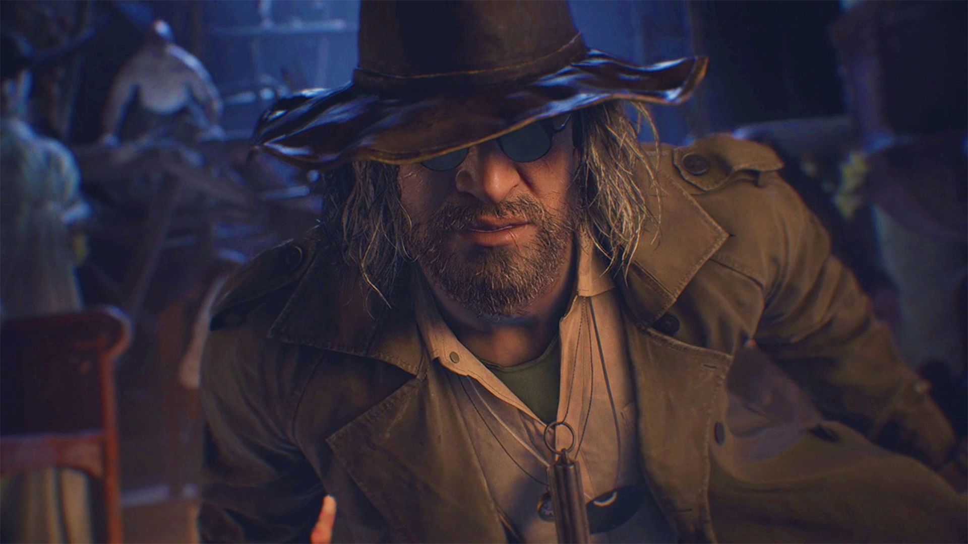 1920x1080 Wallpaper metal, horror, game, hat, umbrella, Resident Evil, man, survivor for mobile and desktop, section игры, resolution 1920x1080