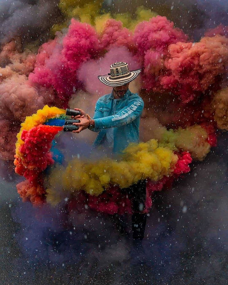 800x1000 Colorful Smoke, abstract, colours, fantasy, hat, man, season, HD phone wallpaper