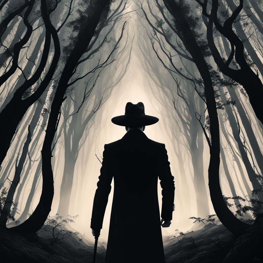 1024x1024 Hatman Wallpaper The Hat Man Eerie Hat Man In Dark Forest: Digital Art