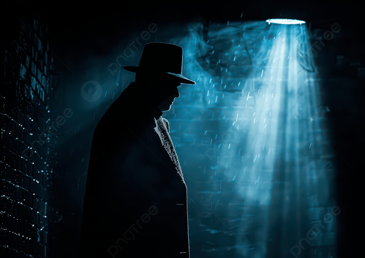 1200x849 A Mysterious Figure In Hat Stands Dimly Lit Alley With Beams Of Light Shining Down Photo And Picture For Free Download