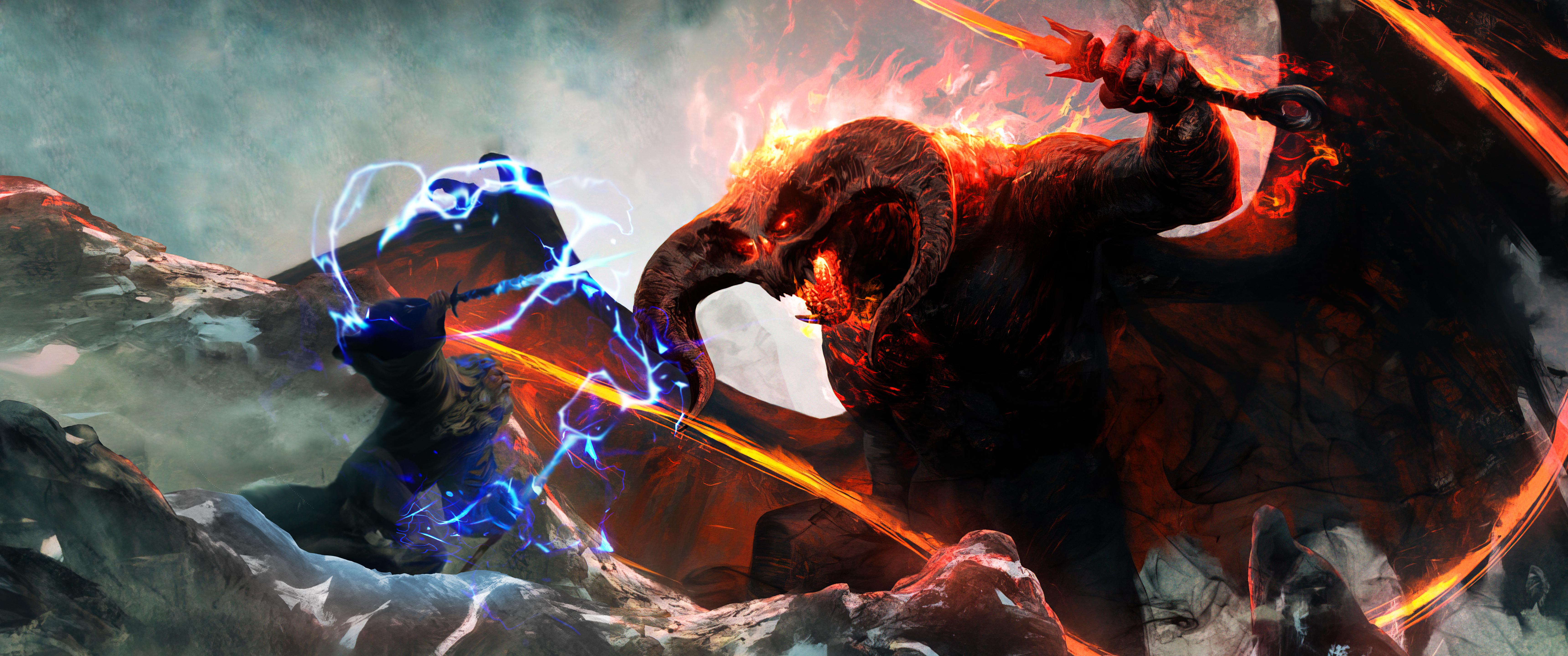 6880x2880 Gandalf vs The Balrog [6880x2880]