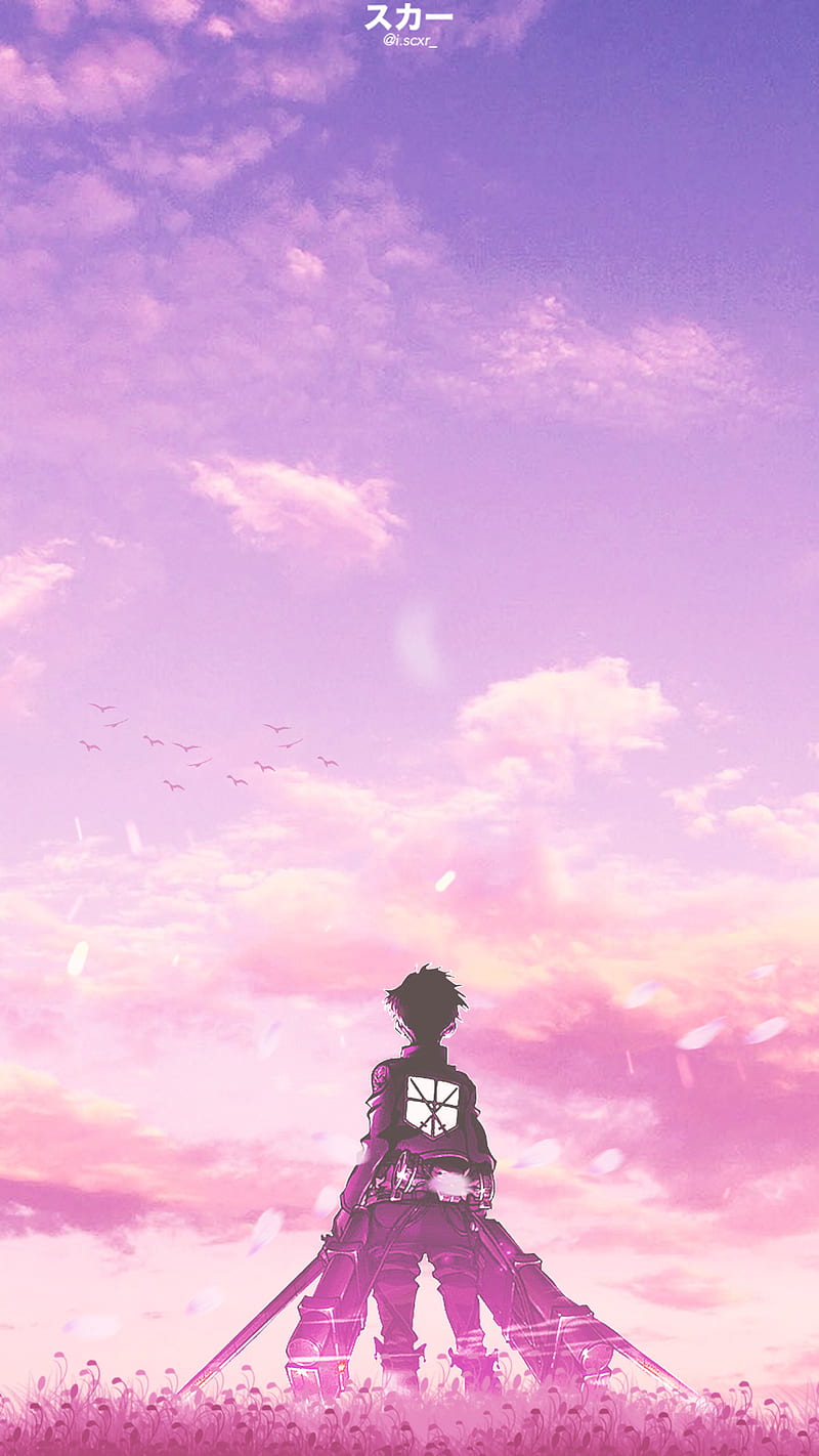 800x1422 Eren Yeager, aesthetic, aesthetic sky, anime, anime, attack on titan, pink, purple, HD phone wallpaper