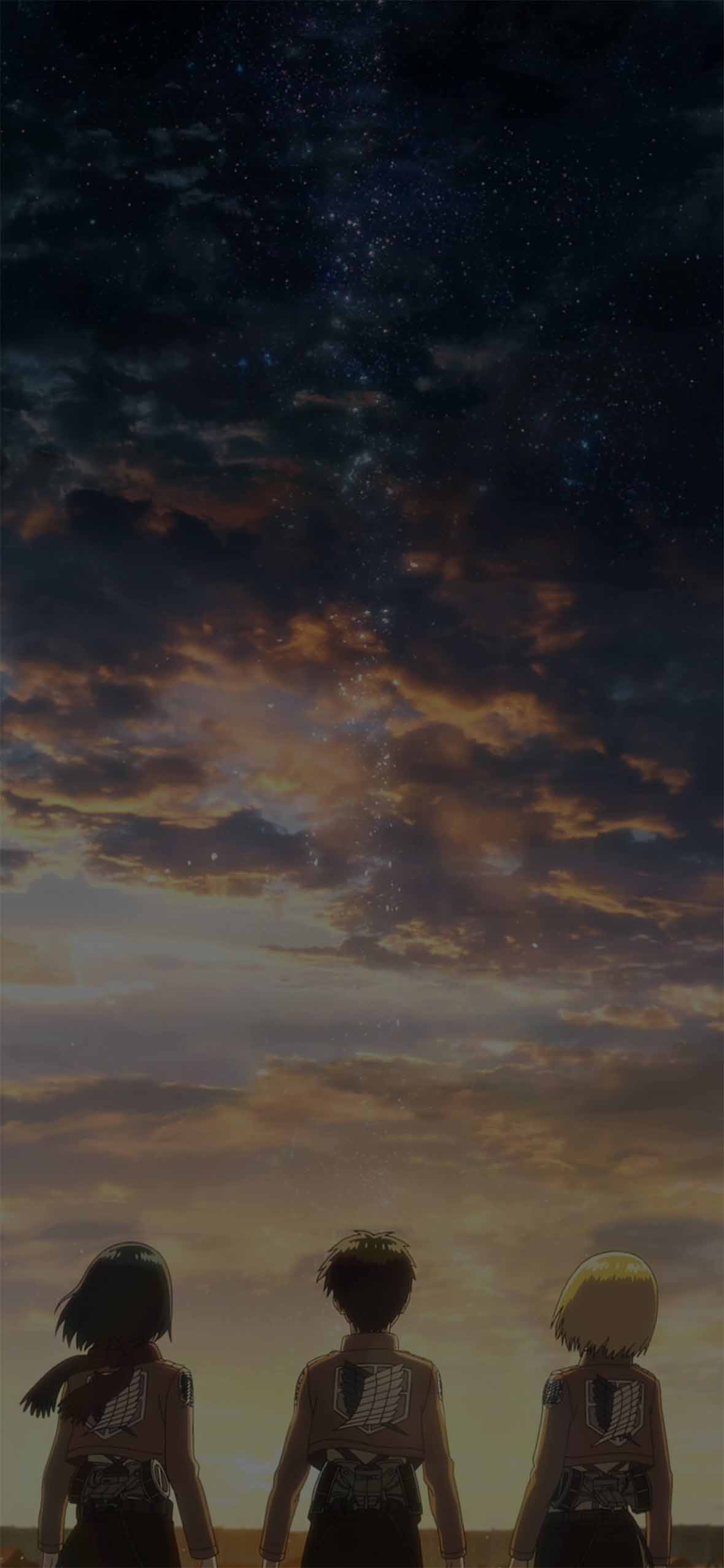 1180x2554 Attack on Titan Sunset Sky Scouts Wallpaper