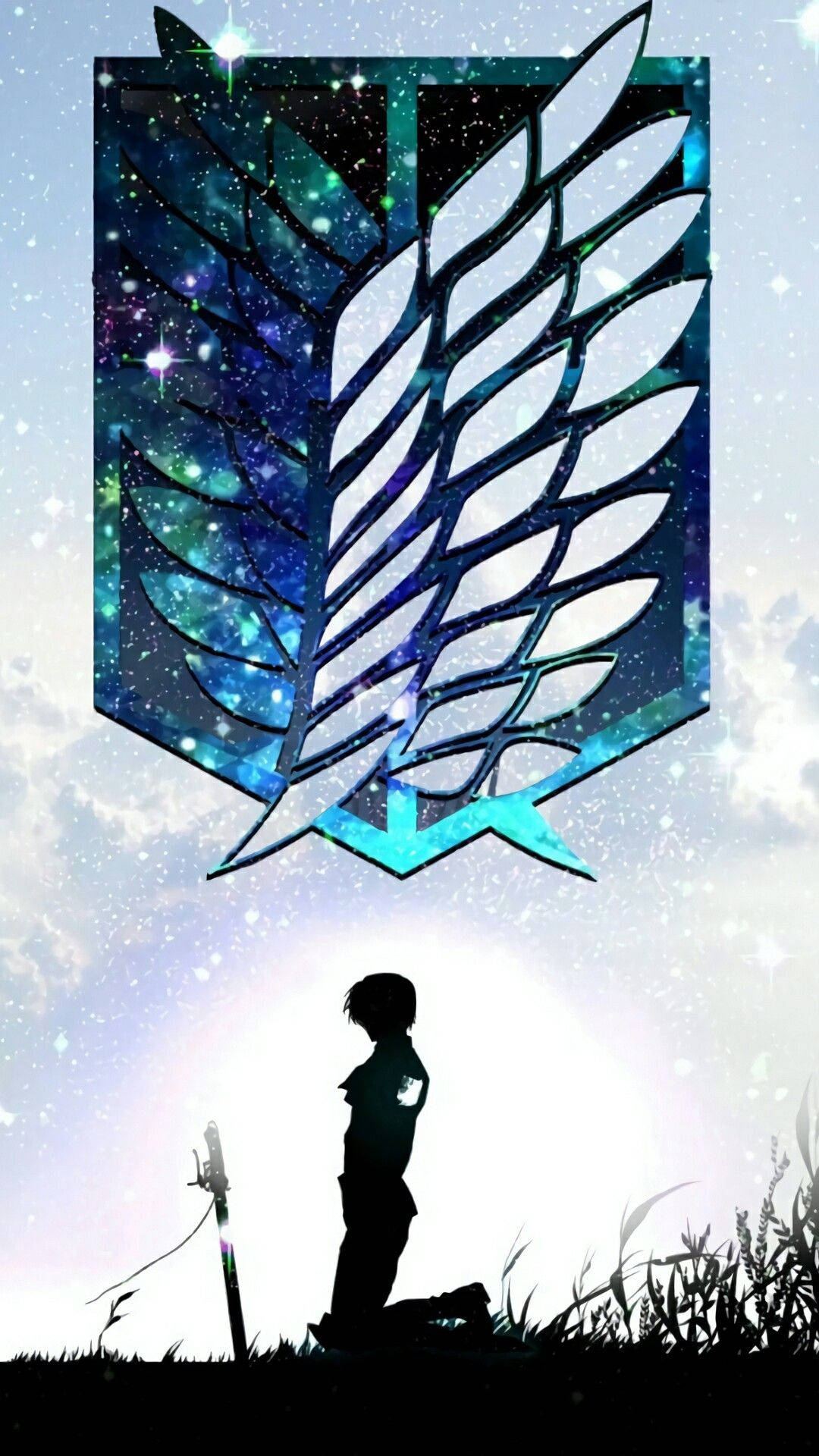 1080x1920 Download Mikasa Kneeling Silhouette Attack On Titan iPhone Wallpaper