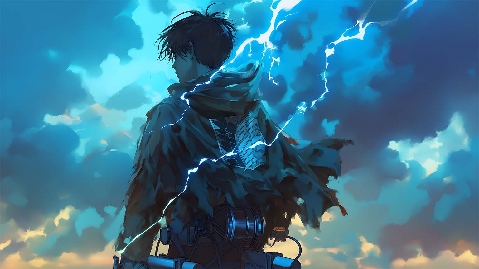 1536x864 Eren Lightning Heroic Cloak Attack On Titan Desktop Wallpaper 4K