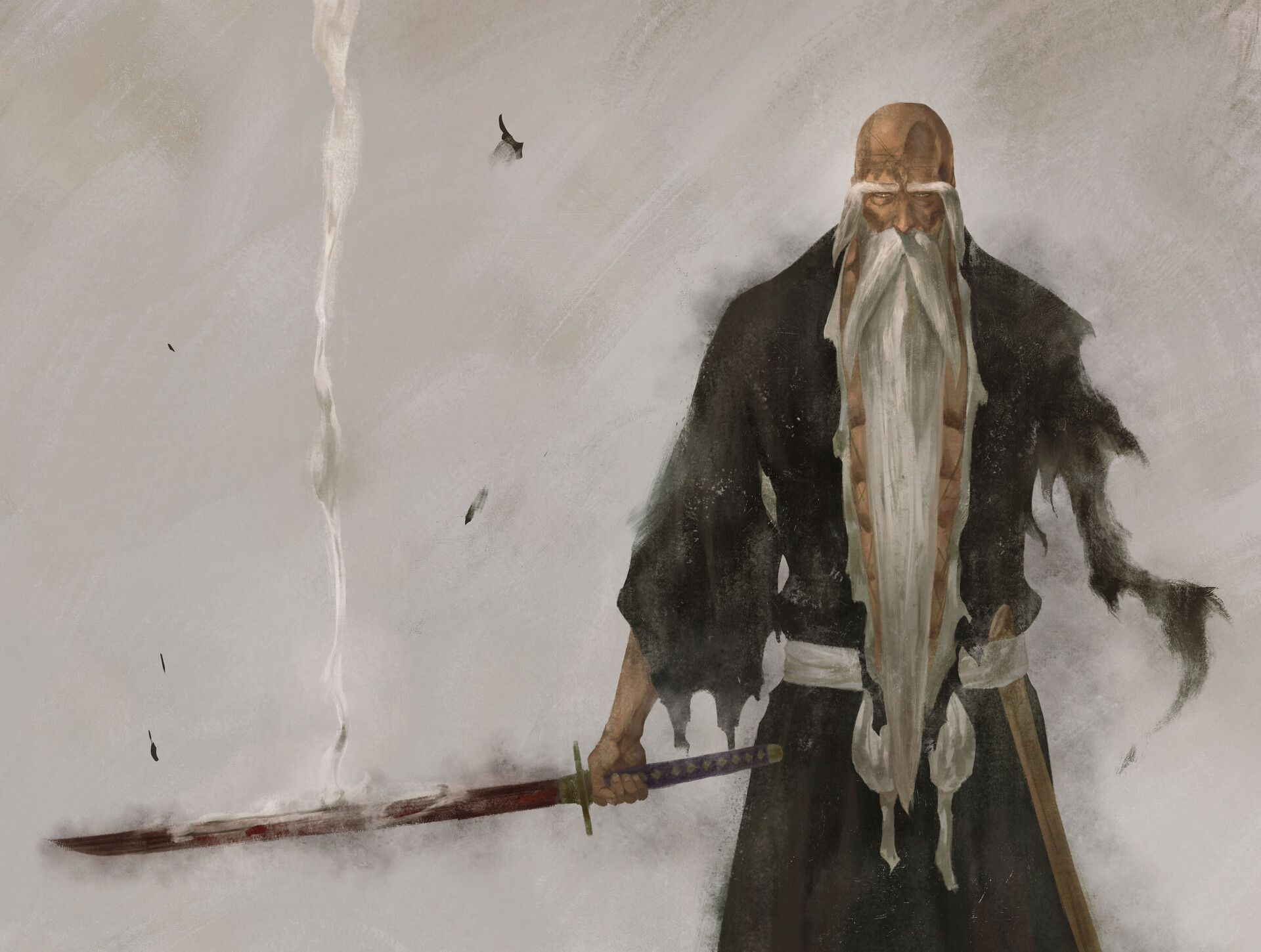 1920x1450 Bleach. Yamamoto Genryuusai Shigekuni. Bankai. Zanka no Tachi