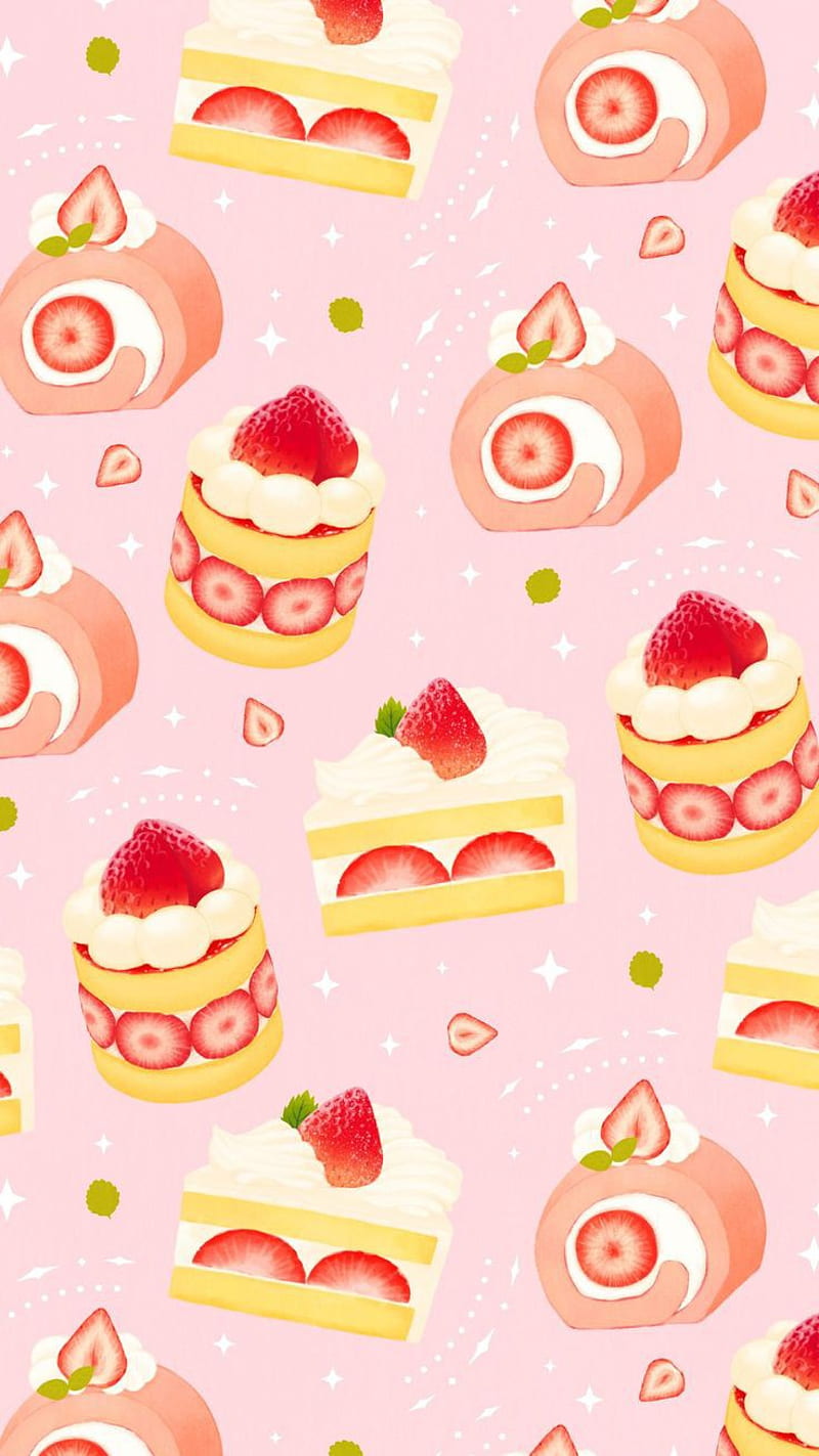 800x1423 Cake, cute, heart, pink, strawberry, tumblr, HD phone wallpaper