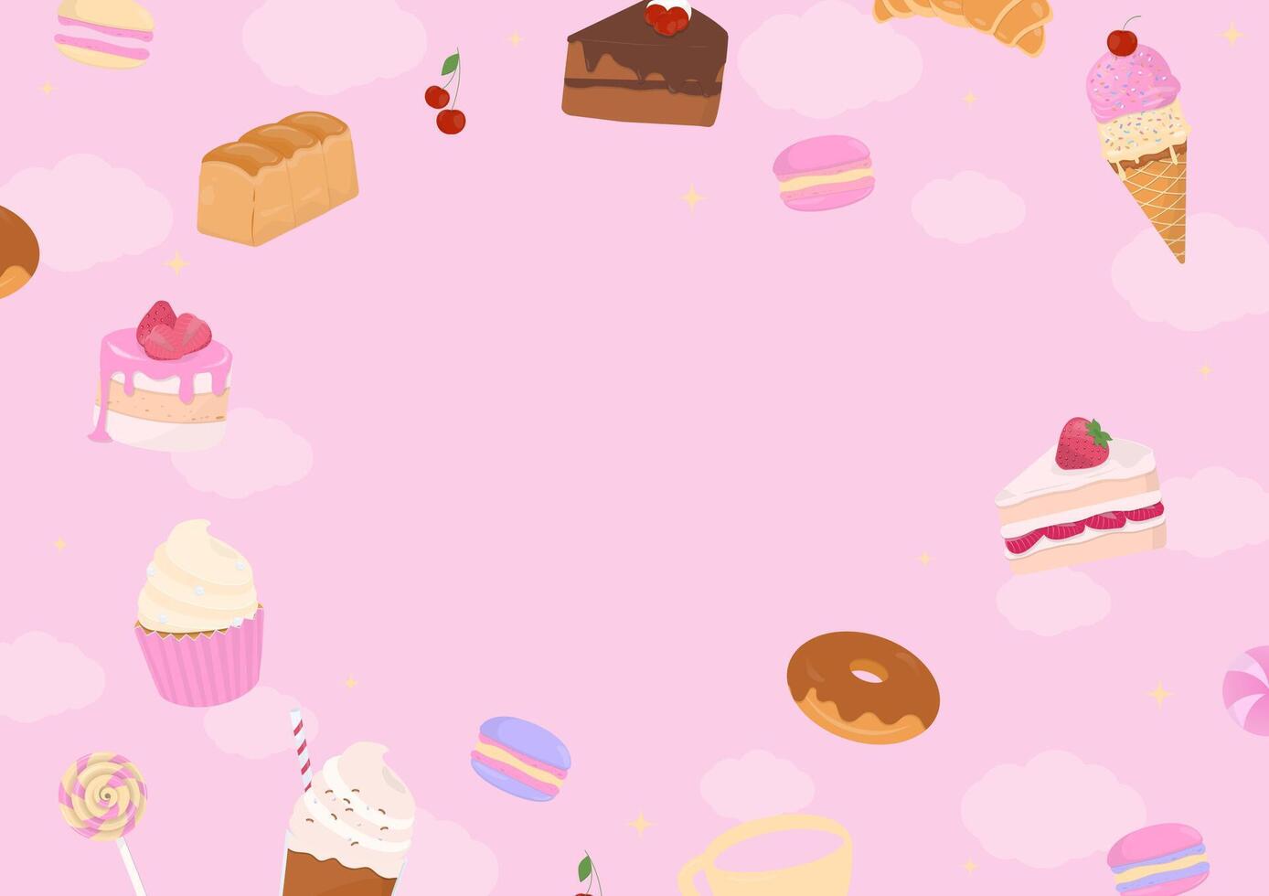 1388x980 Dessert and drinks on pink background