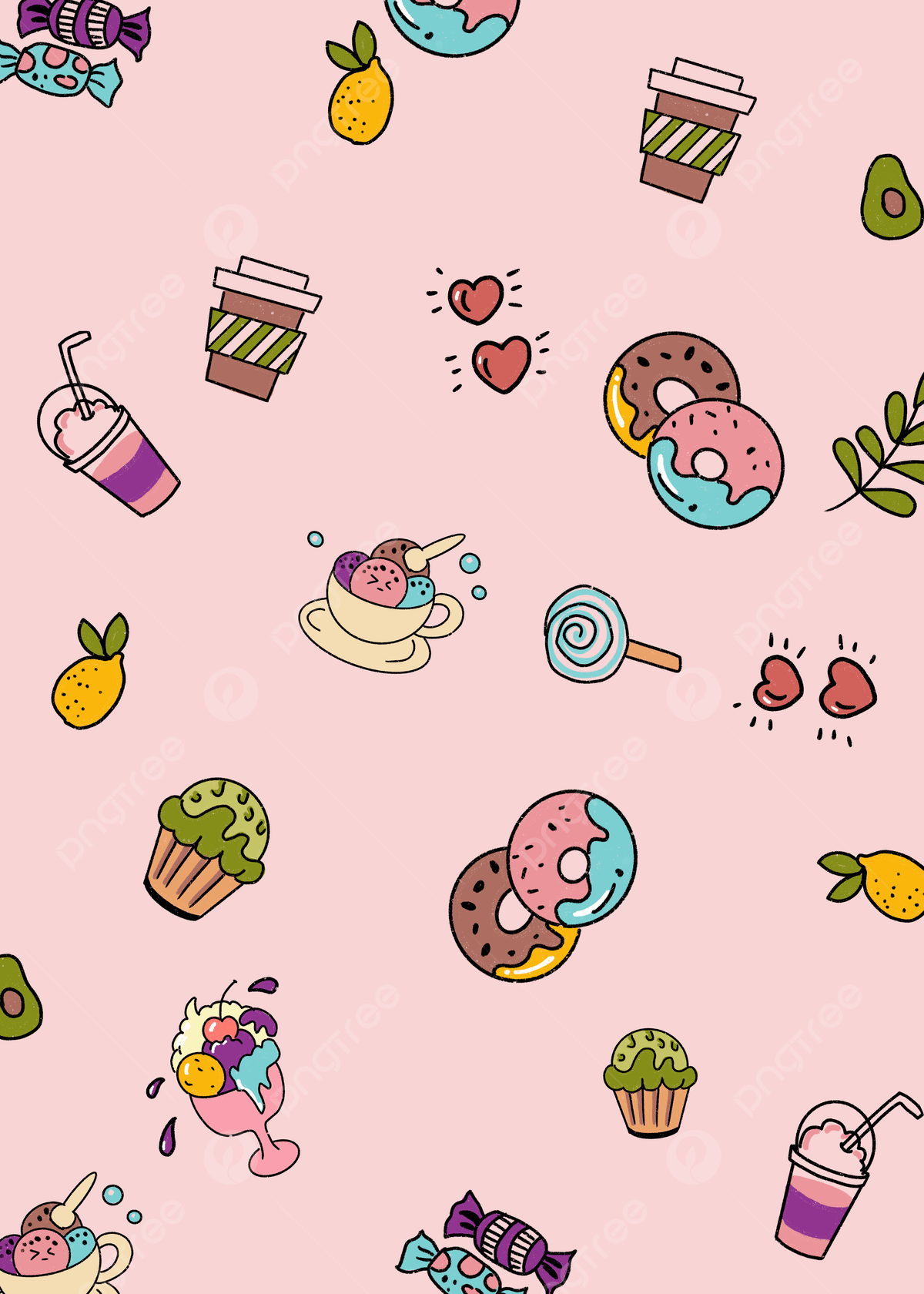 1200x1680 Pink Dessert Cute Background Wallpaper Image For Free Download