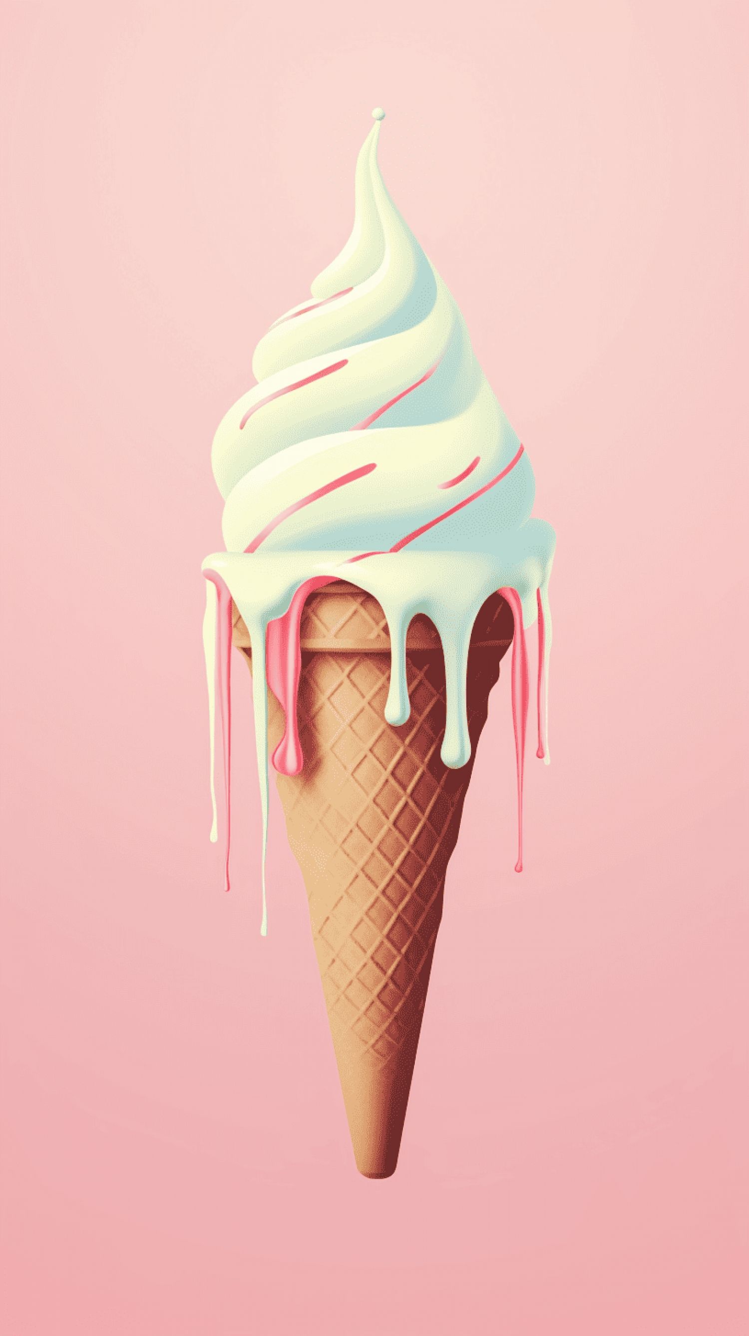 1500x2676 3D Ice Cream Melting Baby Pink Minimal
