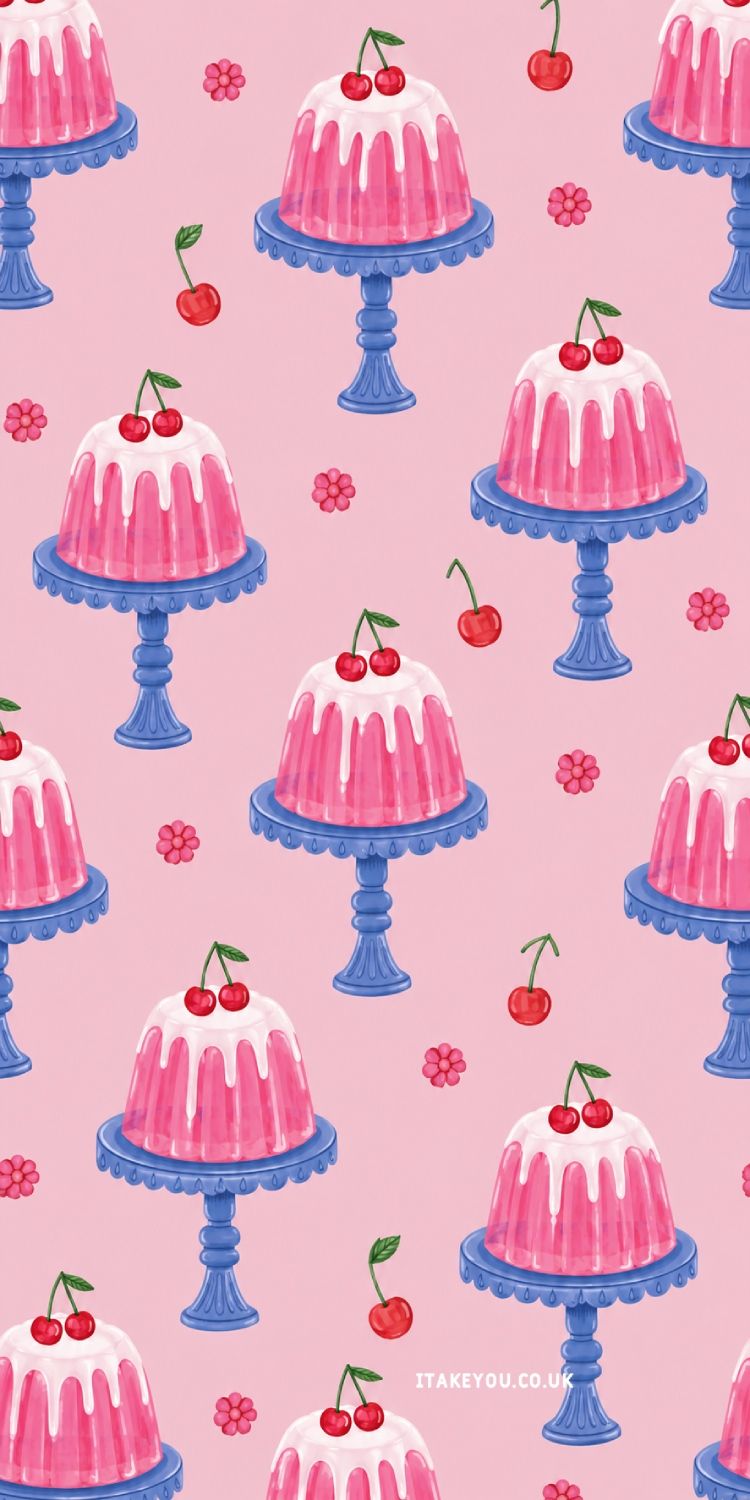 750x1500 Cute Wallpaper : Pink Jelly Dessert Aesthetic Phone Lockscreen Background