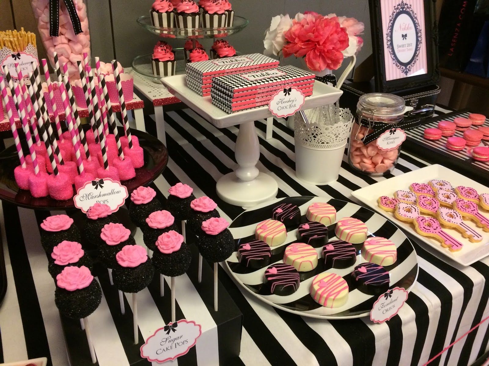 1600x1200 Crissa's Cake Corner!: Pink, Black & White Dessert Table