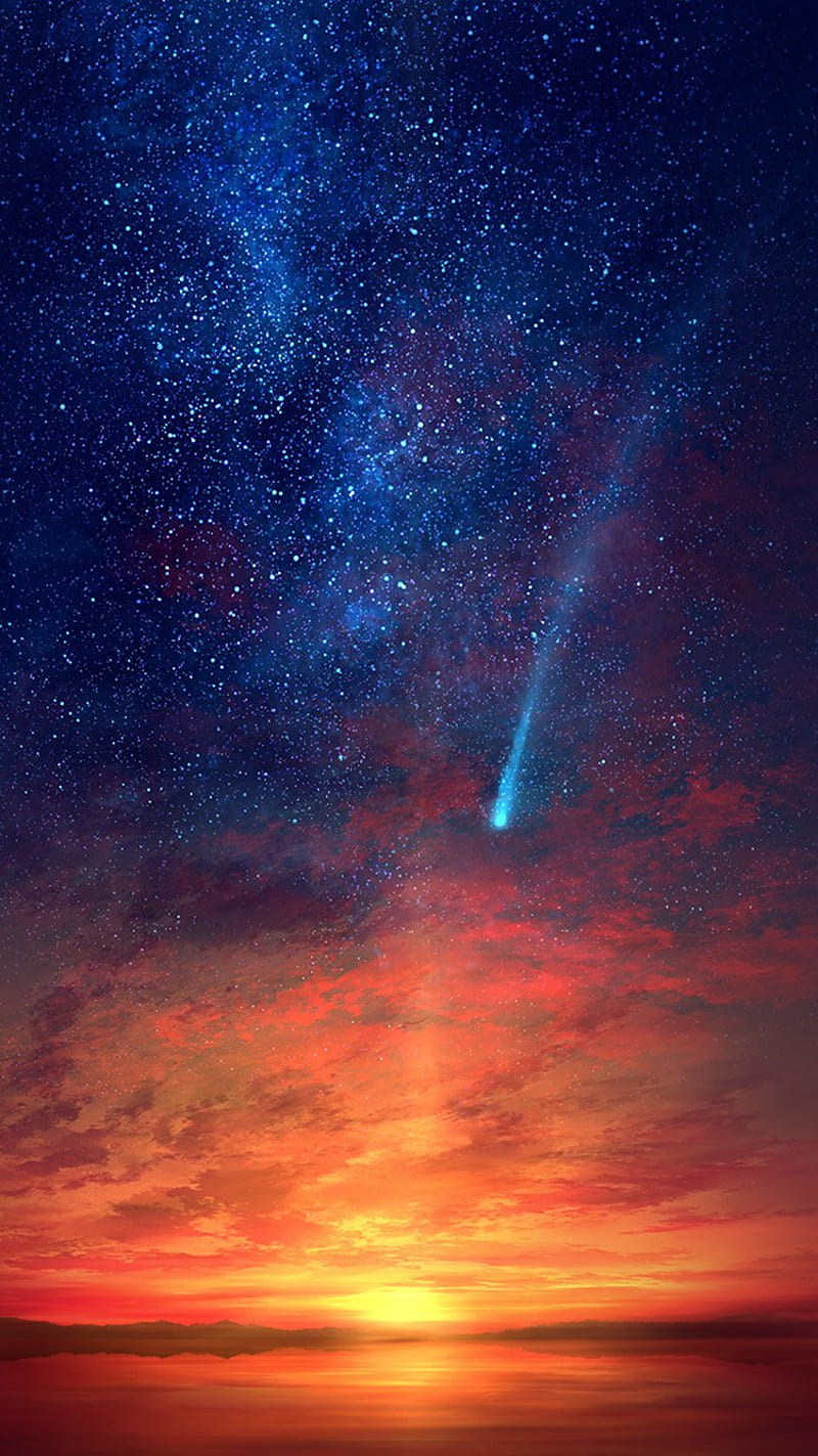 800x1423 Sunset, clouds, landscape, magic, nebula, nebulae, night, romantic, ship, space, HD phone wallpaper