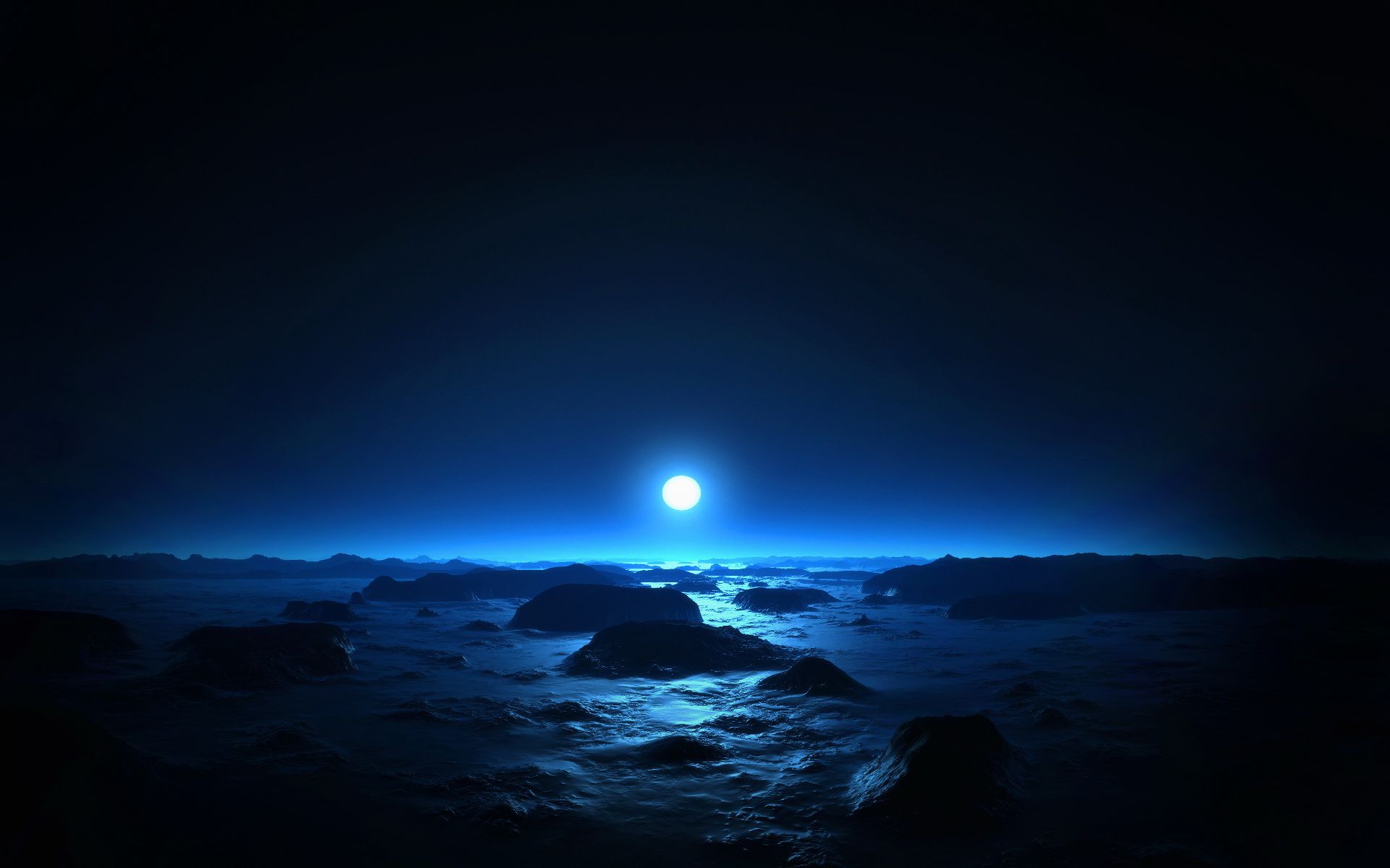 1920x1200 Space Sunset On The Cold Planet / Good