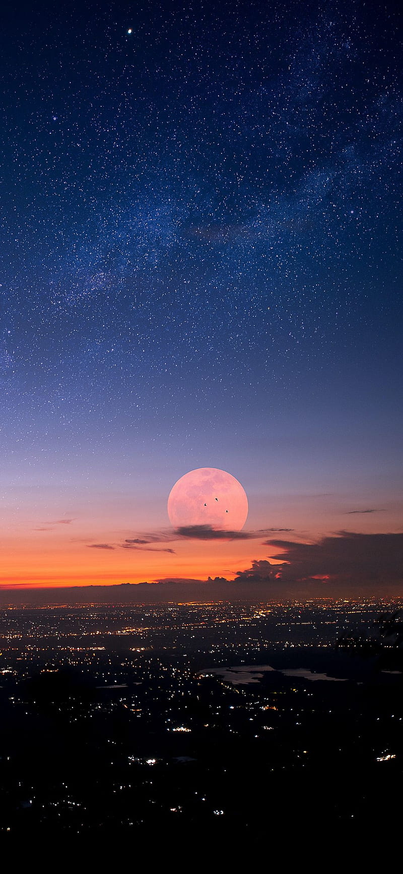 800x1733 Moon, space, sunset, HD phone wallpaper