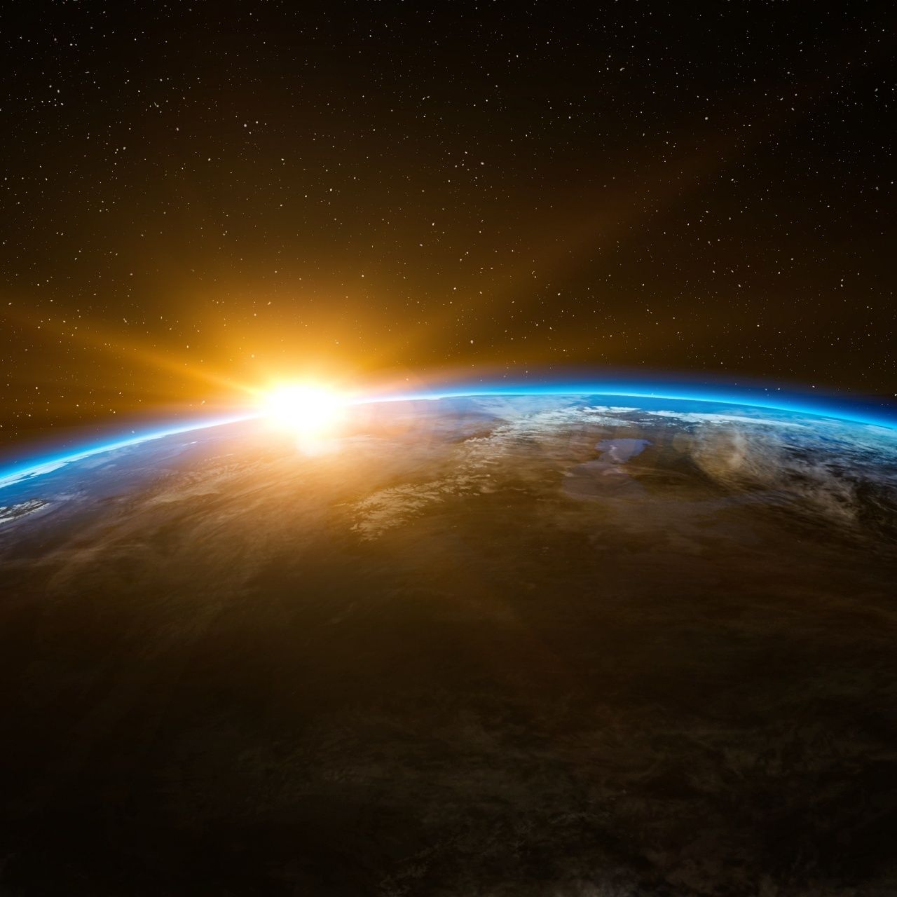 1280x1280 Earth Sunrise from Space 4K UHD Wallpaper for UltraHD Desktop and TV : Widescreen and UltraWide Display : Dual and Triple Monitor : Smartphone and Tablet Devices