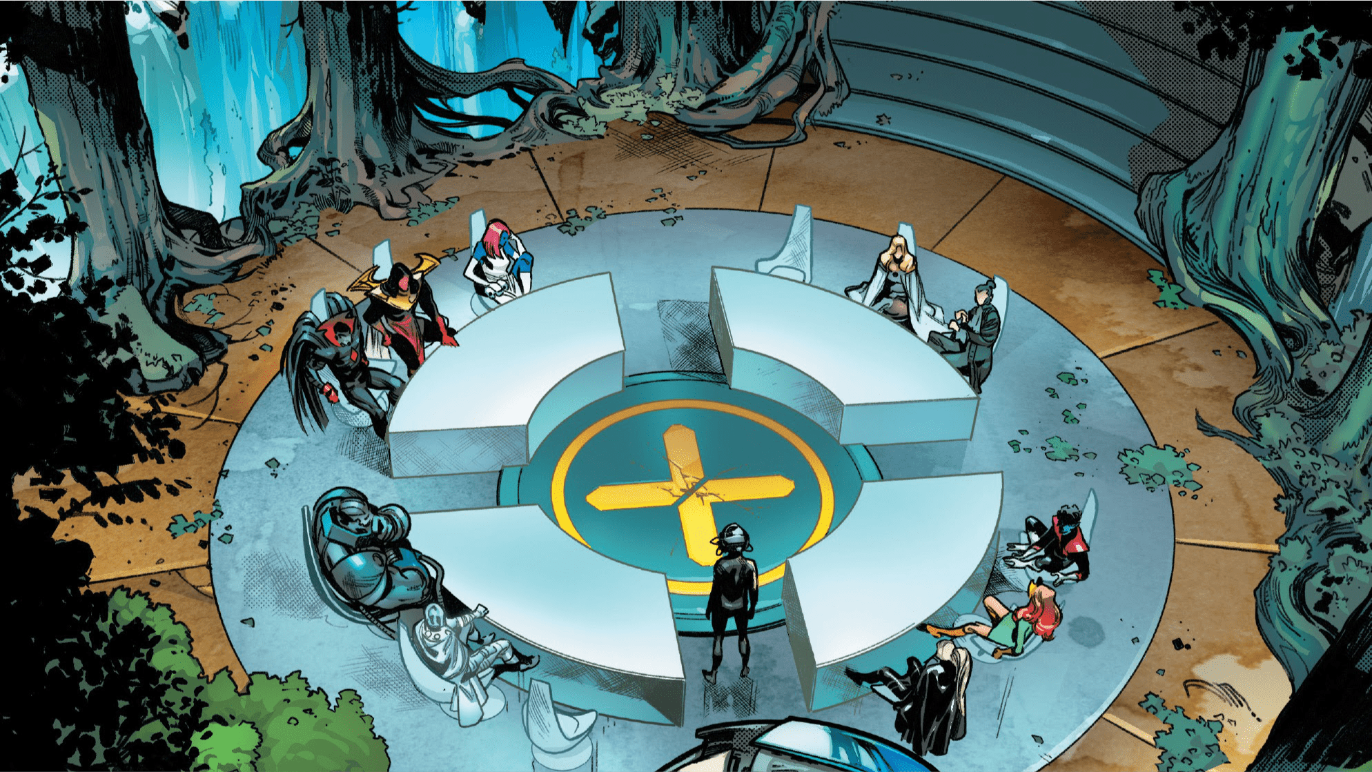 1988x1119 X Men Summit: Xavier, Magneto, Jean Grey & Nightcrawler Wallpaper By Pepe Larrazx1119