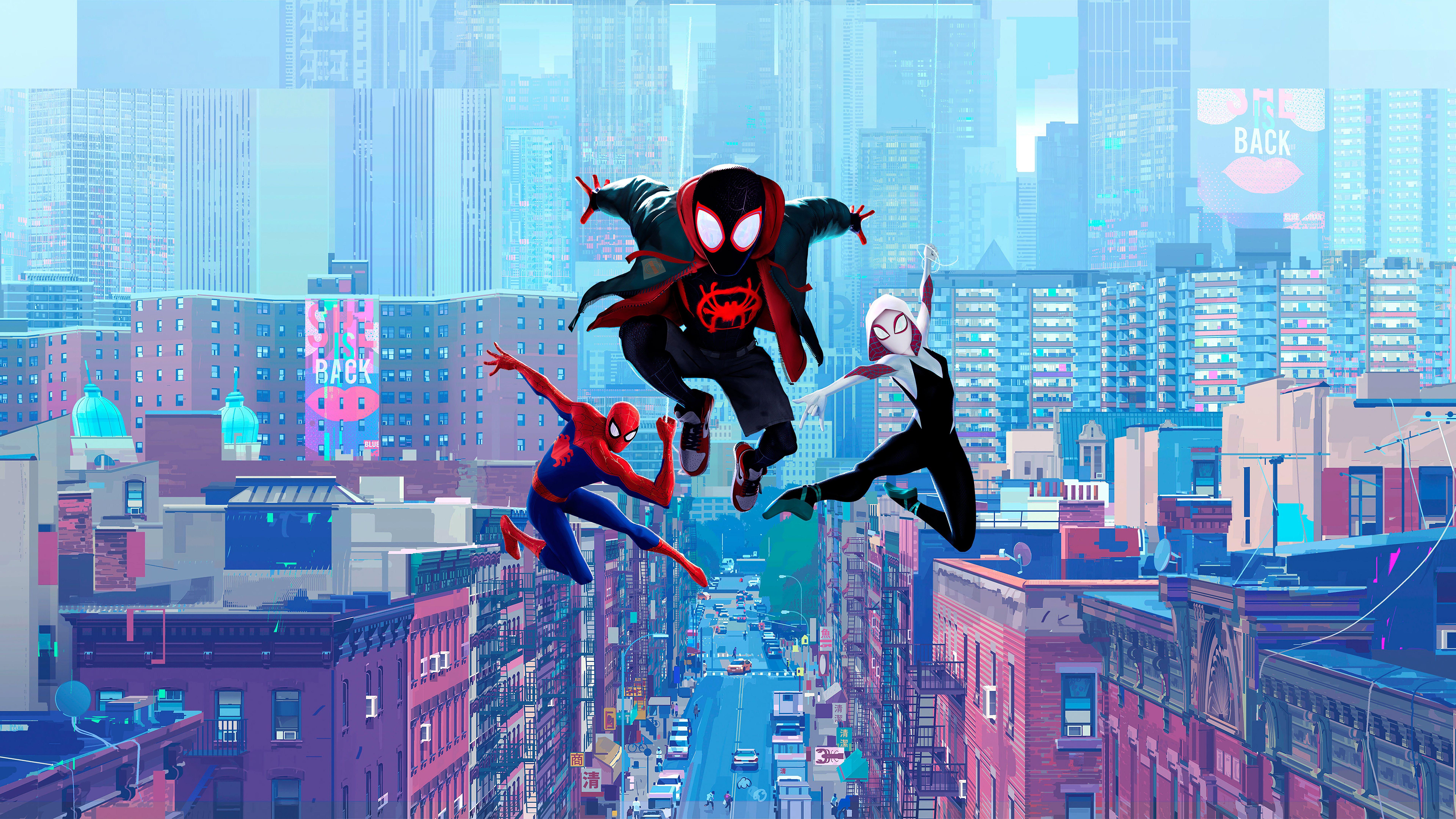 7680x4320 Miles Morales, Spider Gwen, Peter Parker, Spider Man: Into TheSpider Verse, 8K Wallpaper